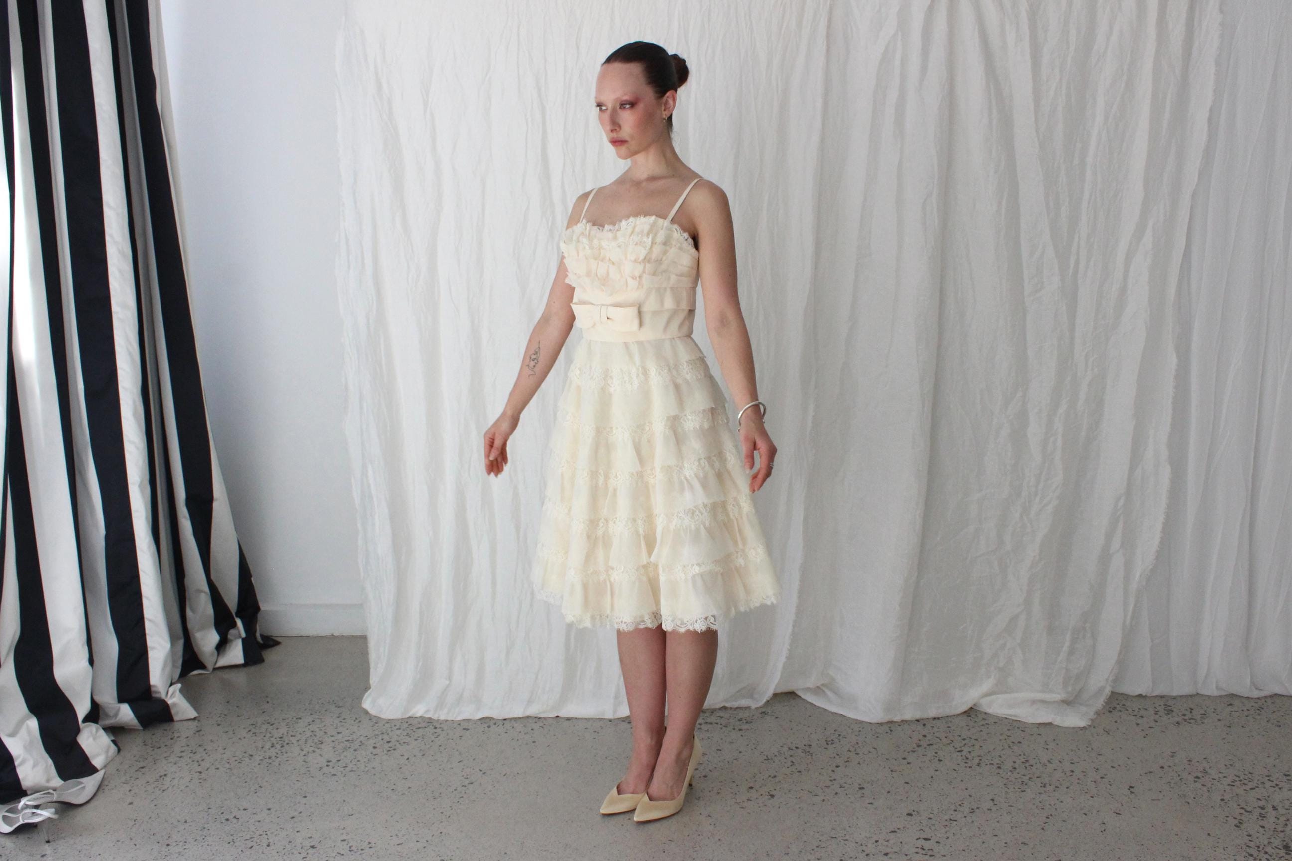 2000s Alannah Hill Tiered Lace & Organza Bridal Mini