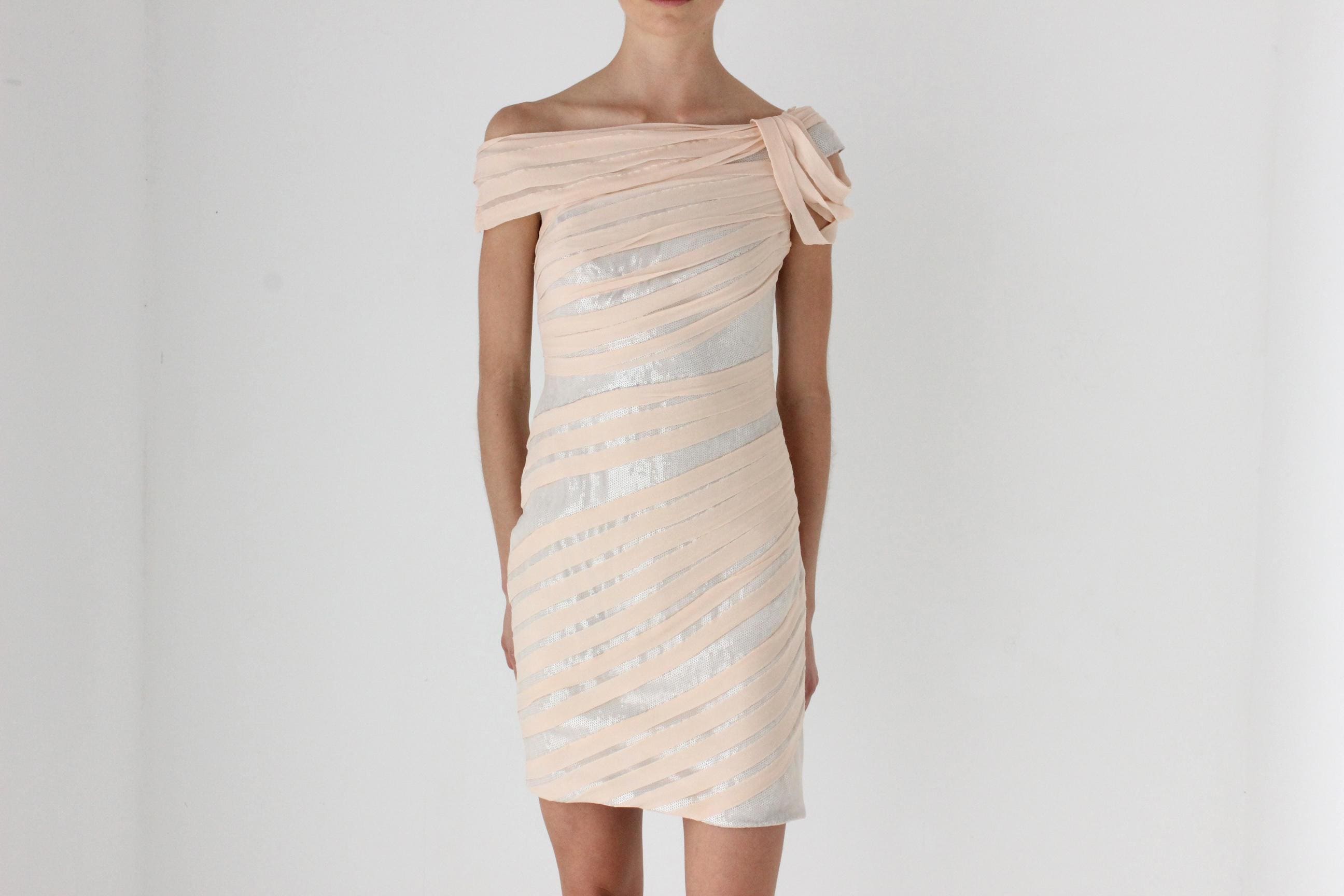 Sexy Y2K Tadashi Silk & Sequin 'Wrapped' Bandage Mini