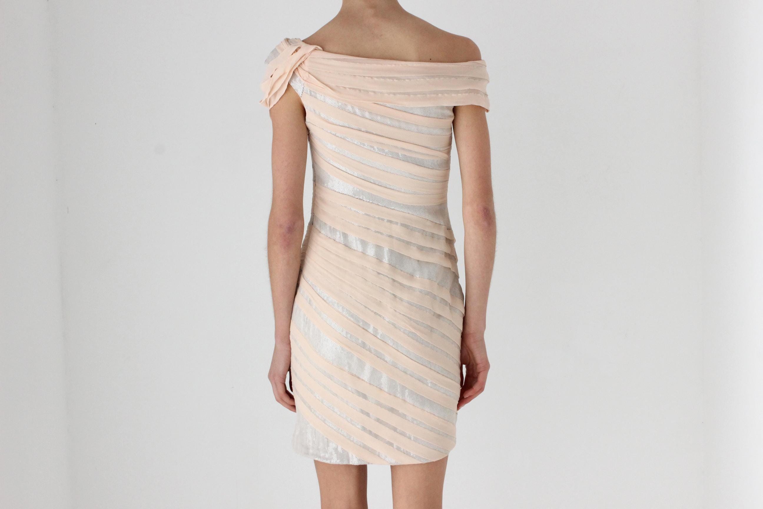 Sexy Y2K Tadashi Silk & Sequin 'Wrapped' Bandage Mini