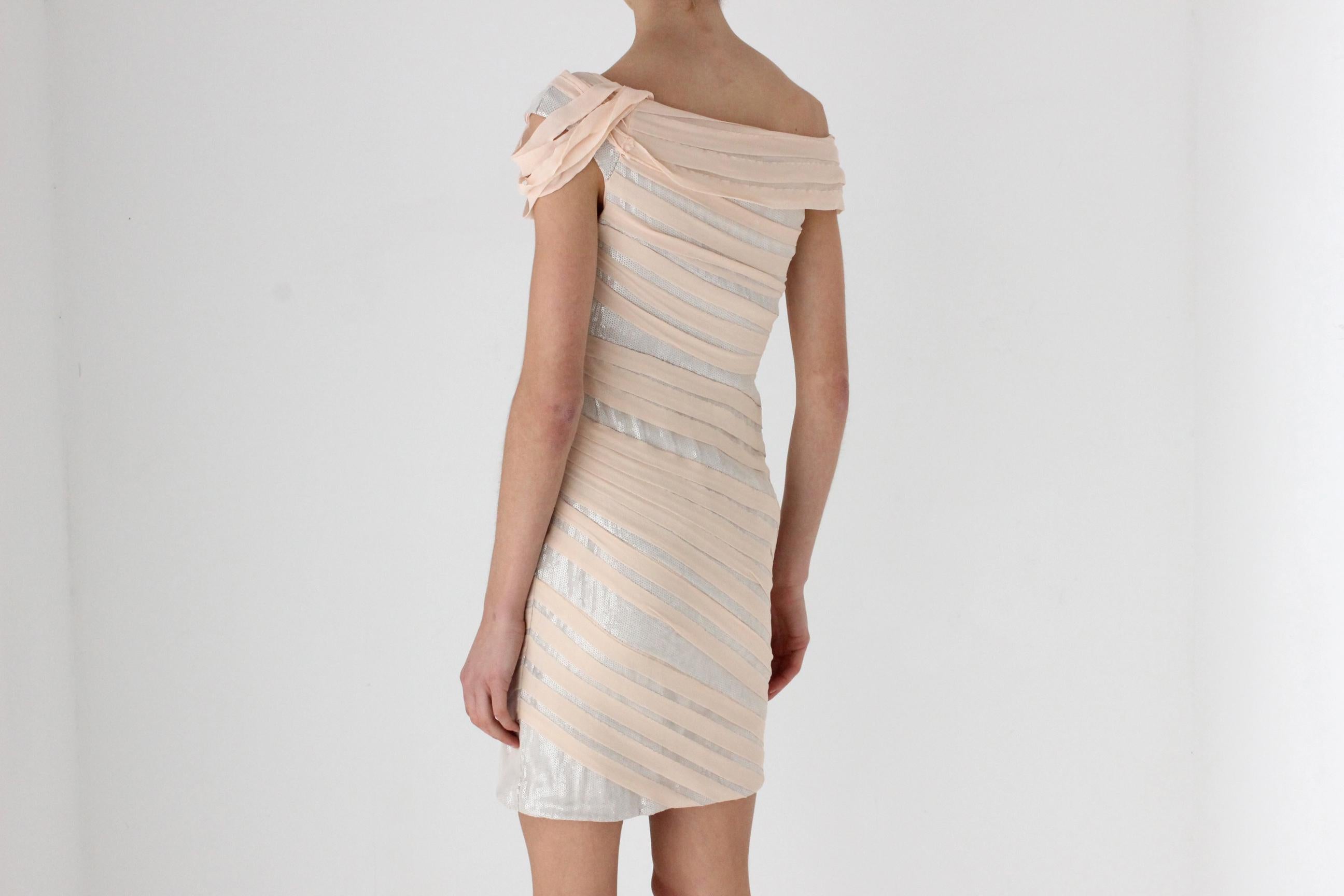 Sexy Y2K Tadashi Silk & Sequin 'Wrapped' Bandage Mini