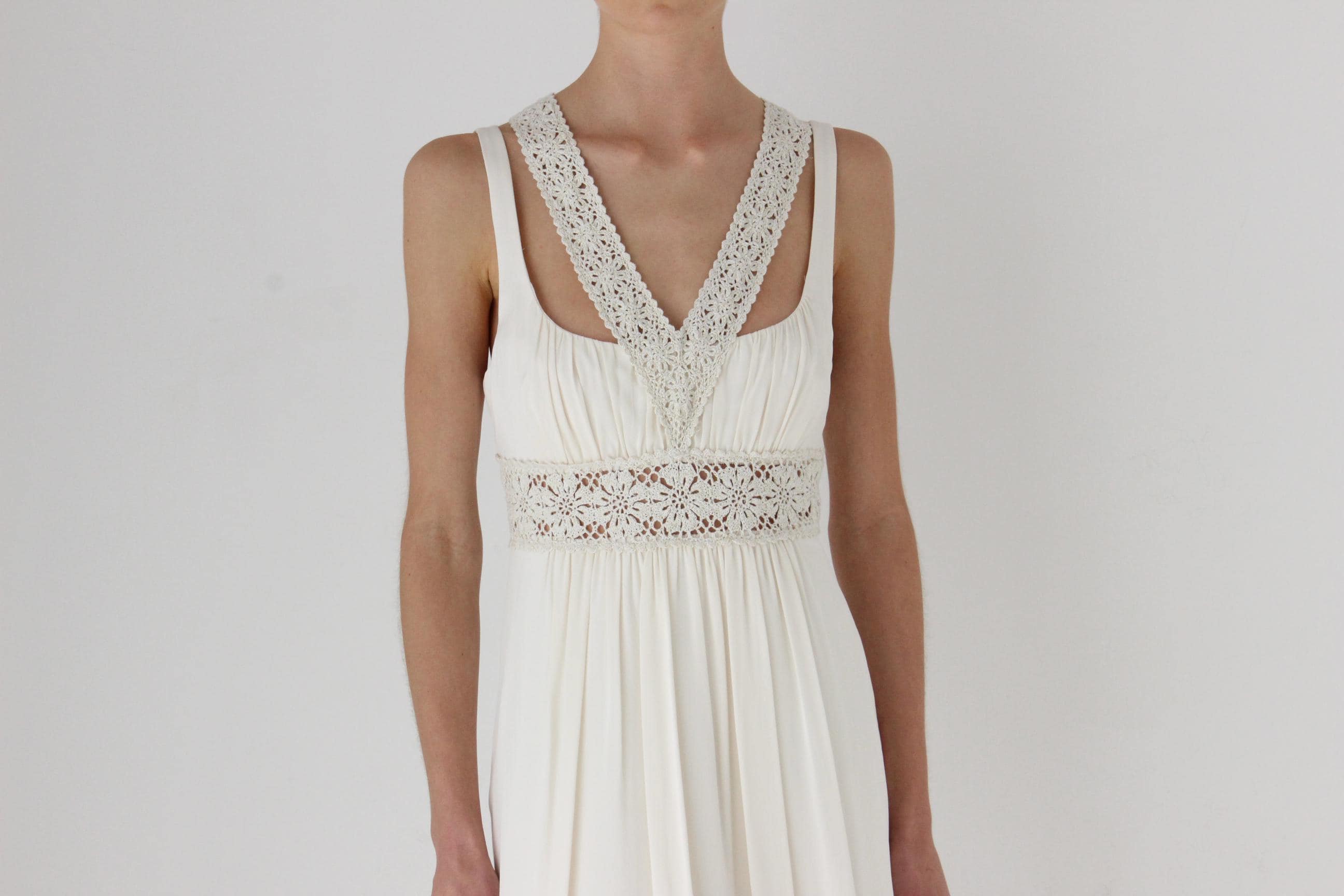 Y2K Nicole Miller Silk & Macrame Trim Dress