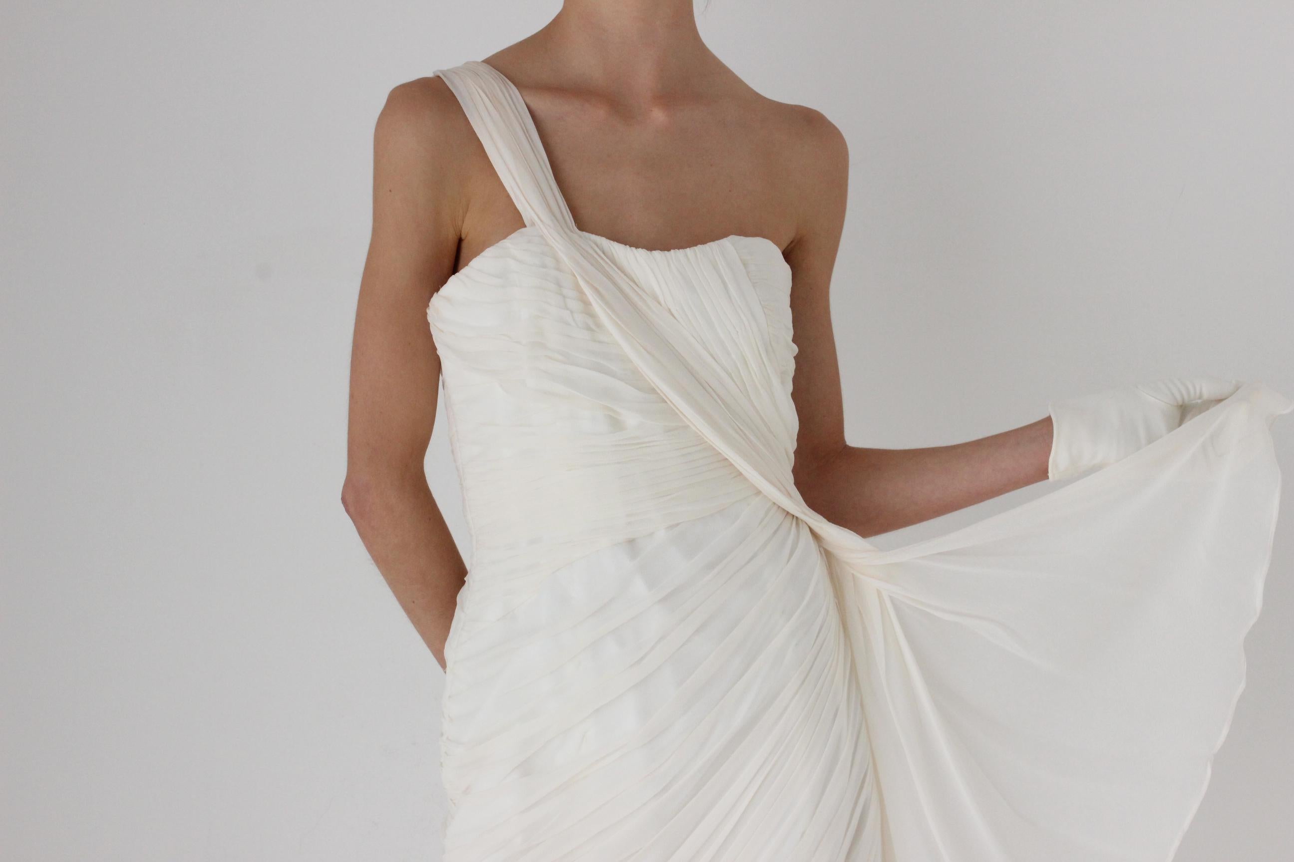 2000s Monique Lhuillier Draped Silk Georgette Mini