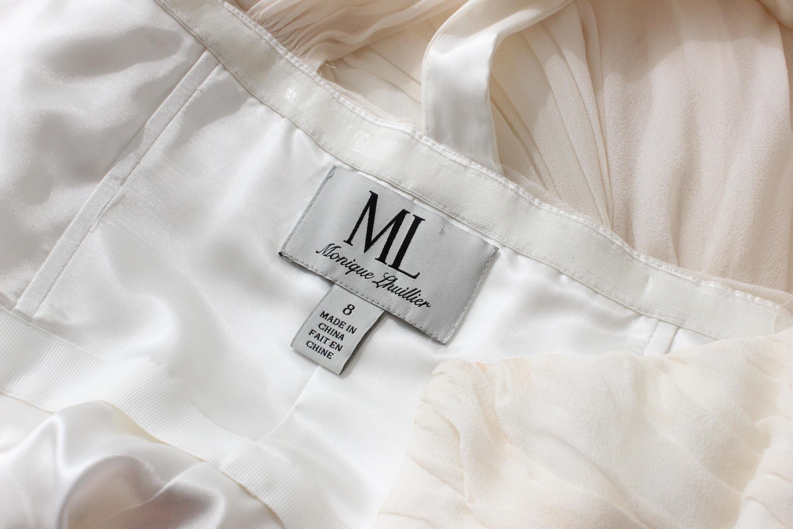 2000s Monique Lhuillier Draped Silk Georgette Mini
