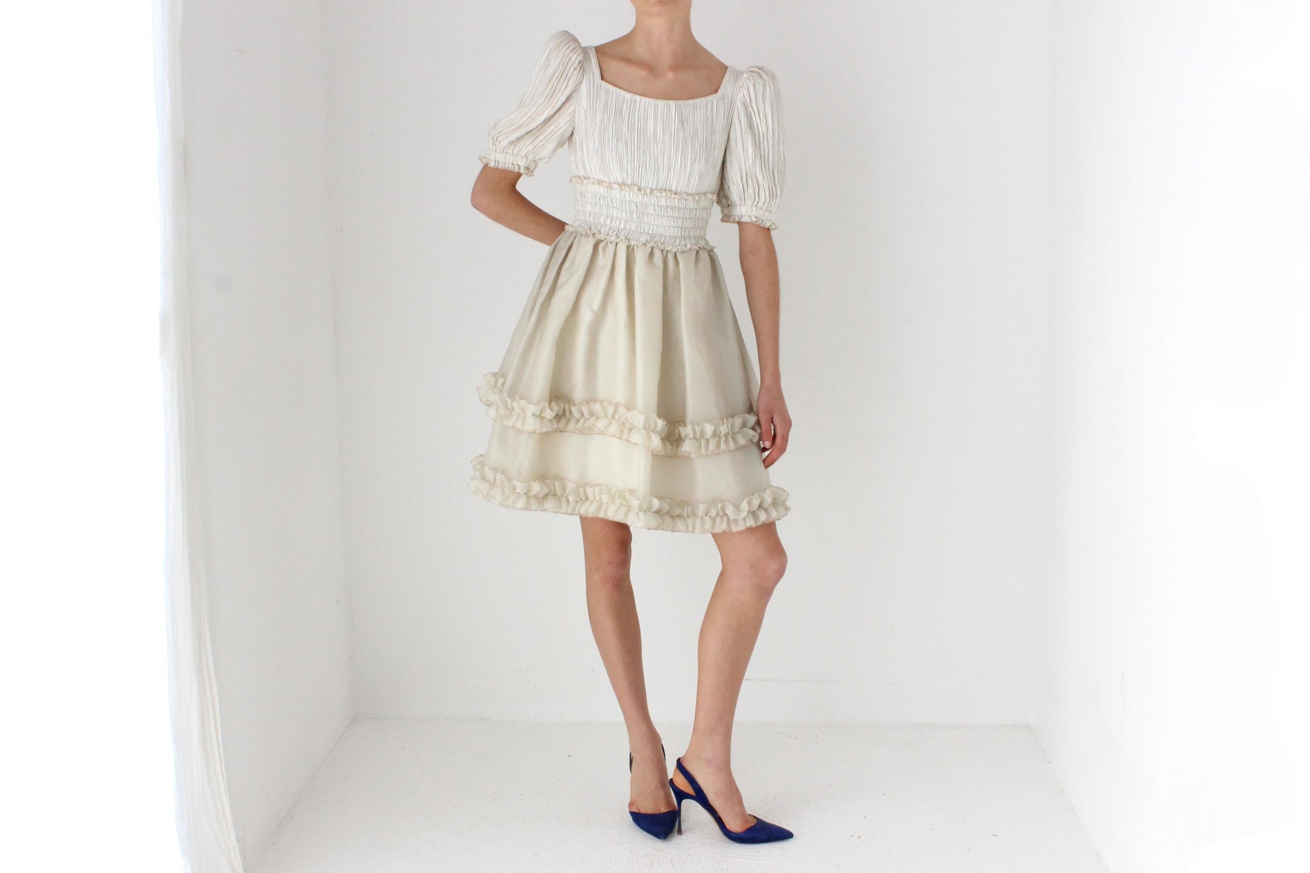 80s Mary McFadden Couture Fortuny Pleated Organza Mini