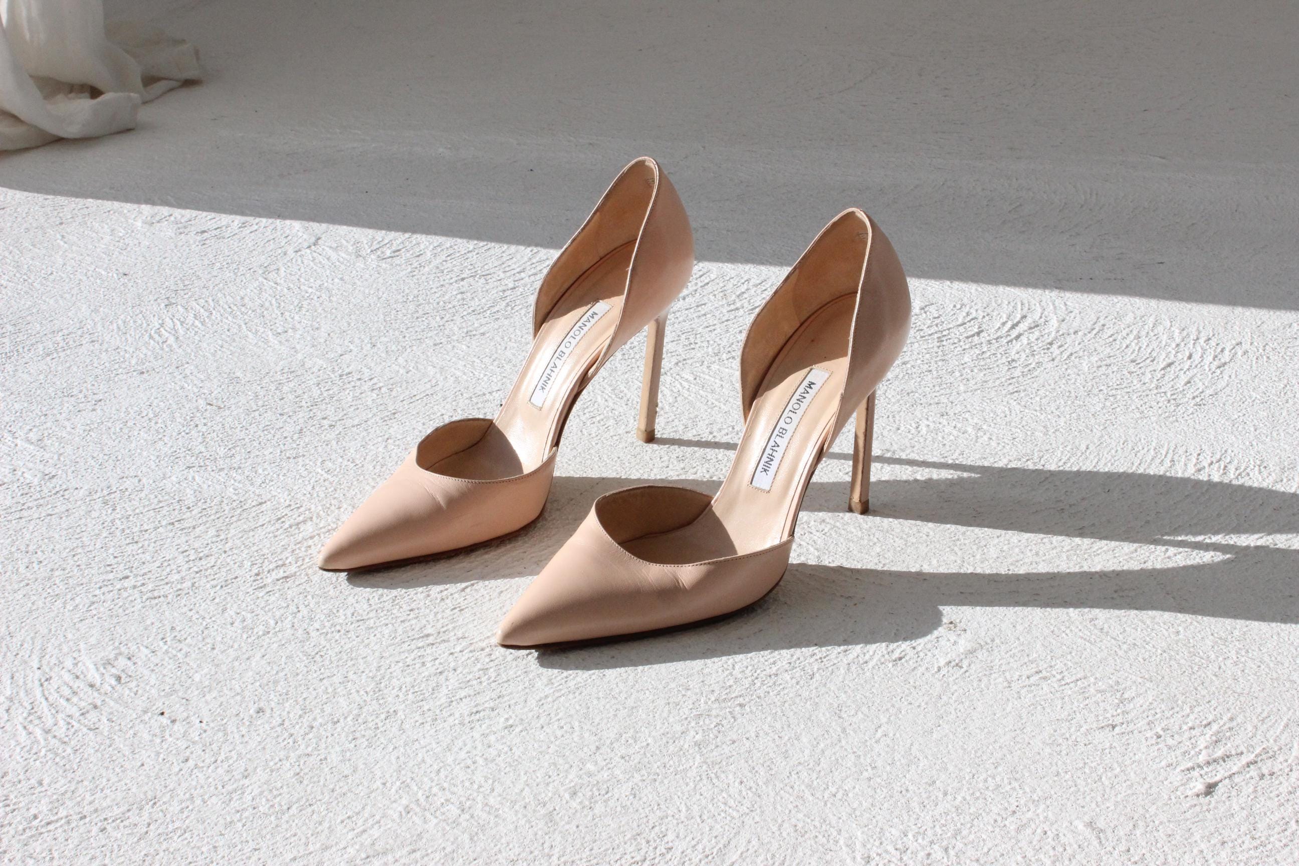 2000s MANOLO BLAHNIK Blush Pink Leather Stilettos ~ Euro 39