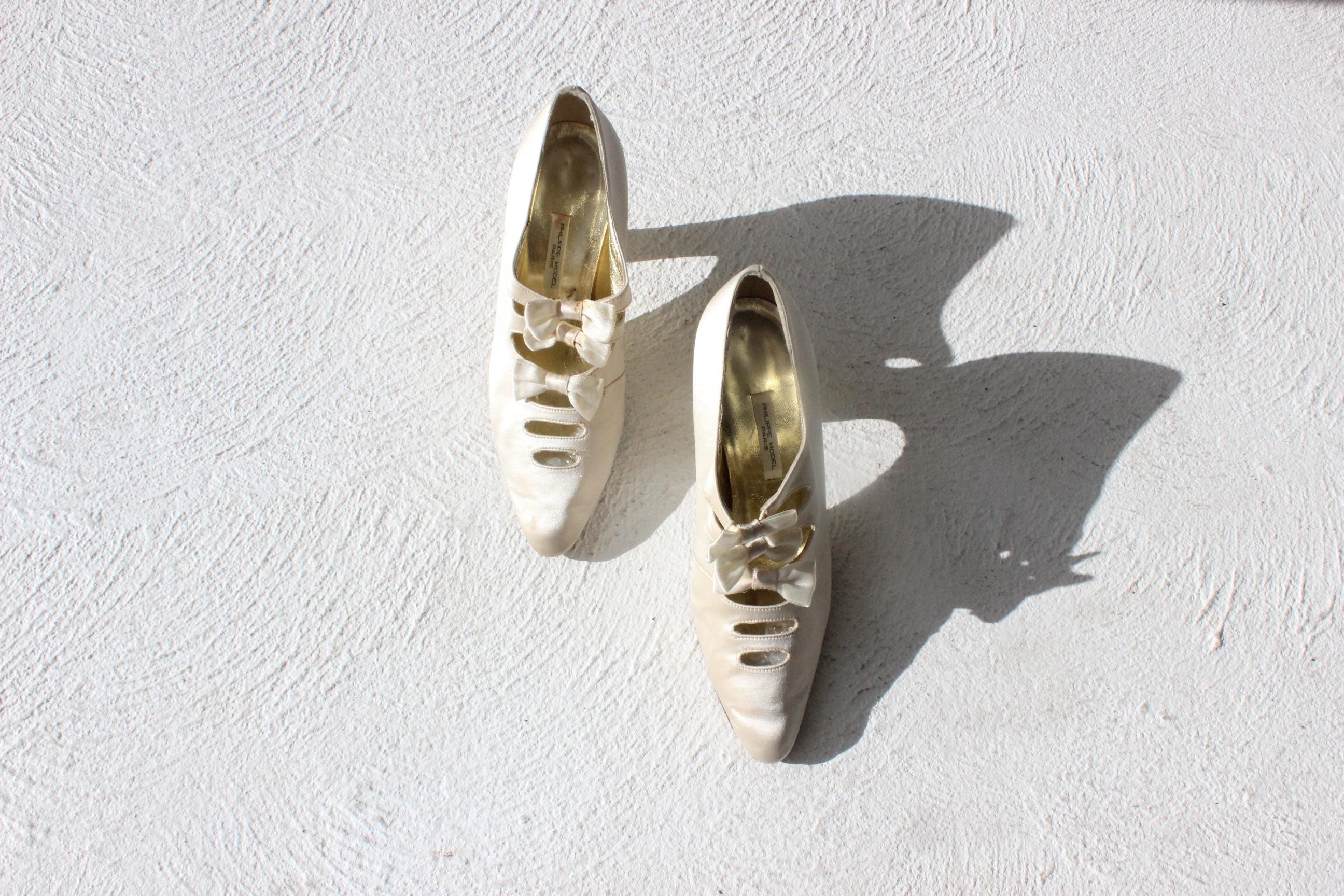 60s Philippe Model Paris Edwardian Silk Courtier Bridal Heels ~ Euro 36