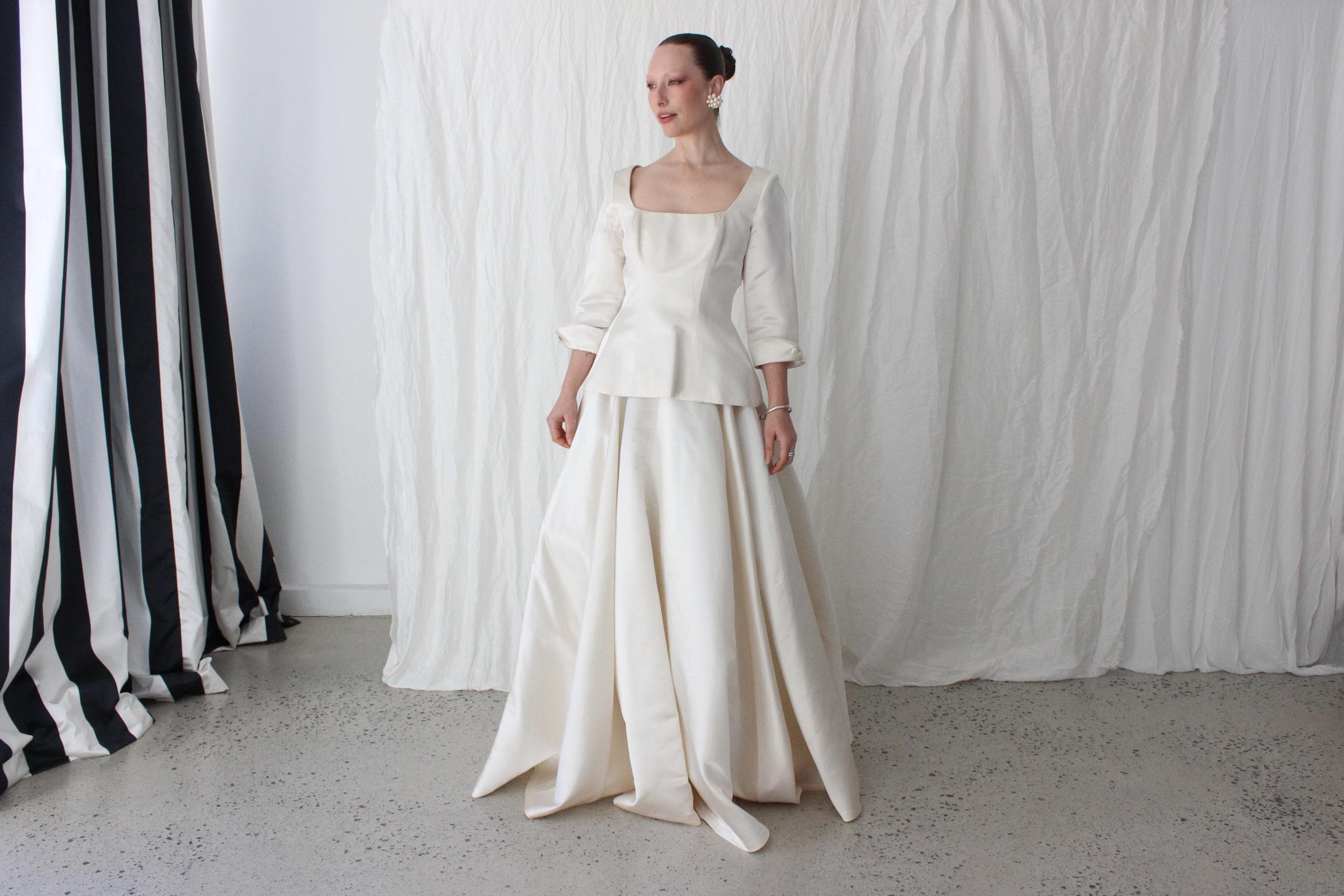 90s Duchess Silk Satin Two Piece Skirt & Top Set
