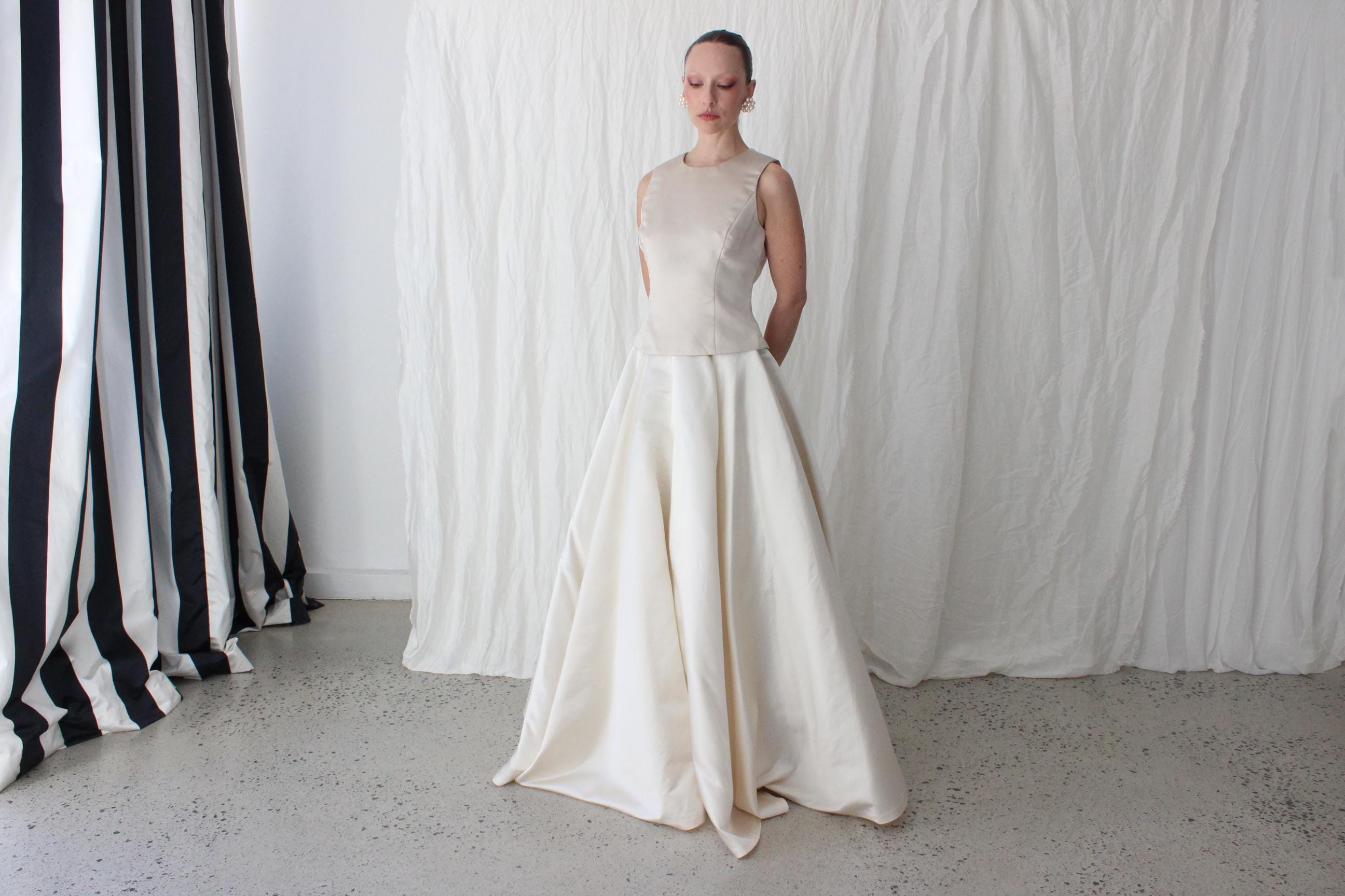 90s Vera Wang Oyster Satin Top