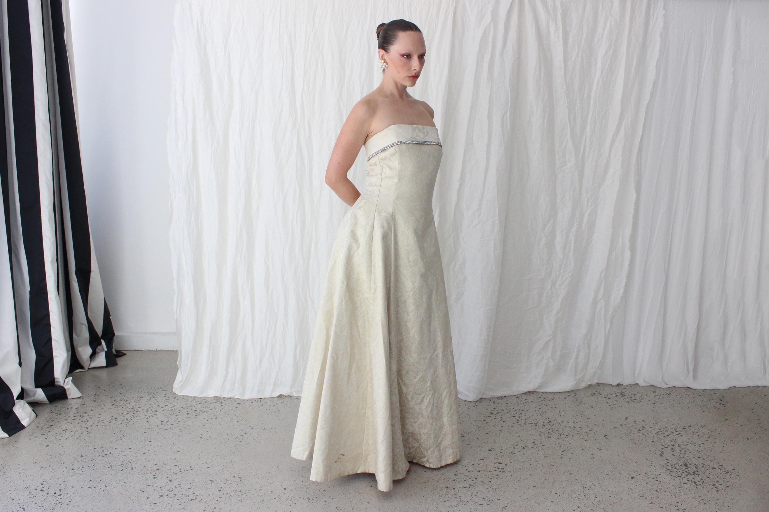 90s Gold Metallic Jacquard Renaissance Bride Gown