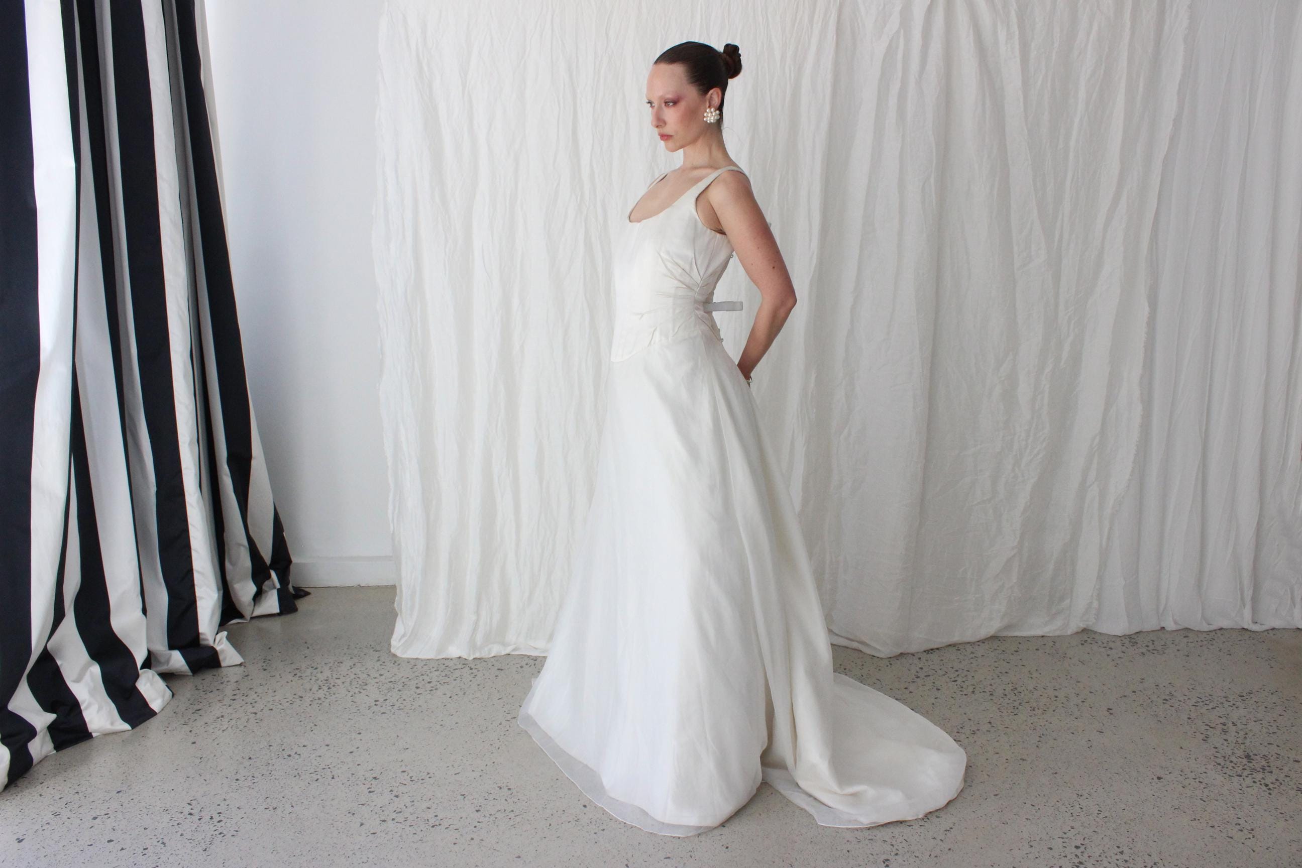 90s Duchess Satin Corset Bodice Gown