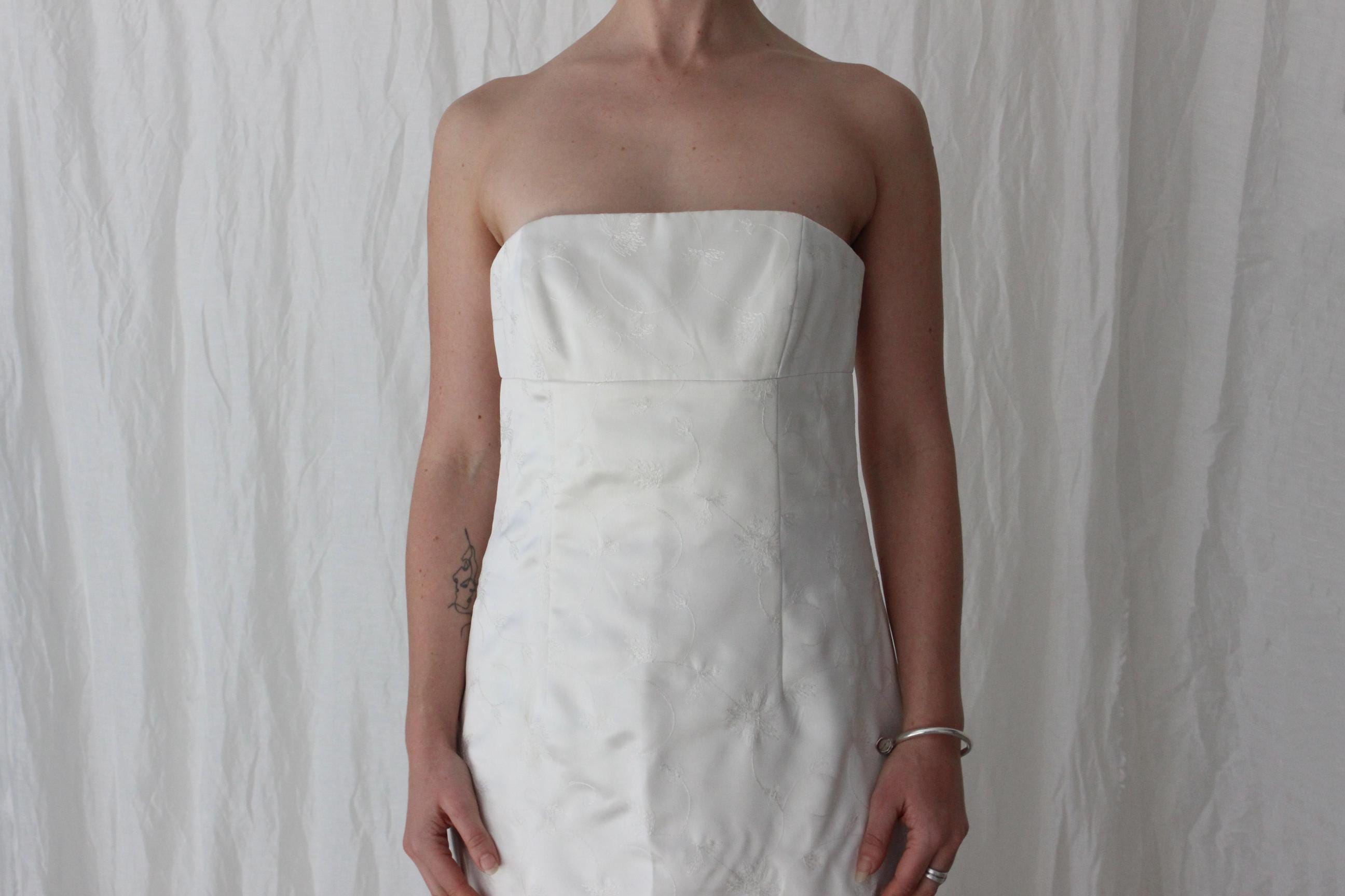 90s Nicole Miller Silk Strapless A-Line Dress