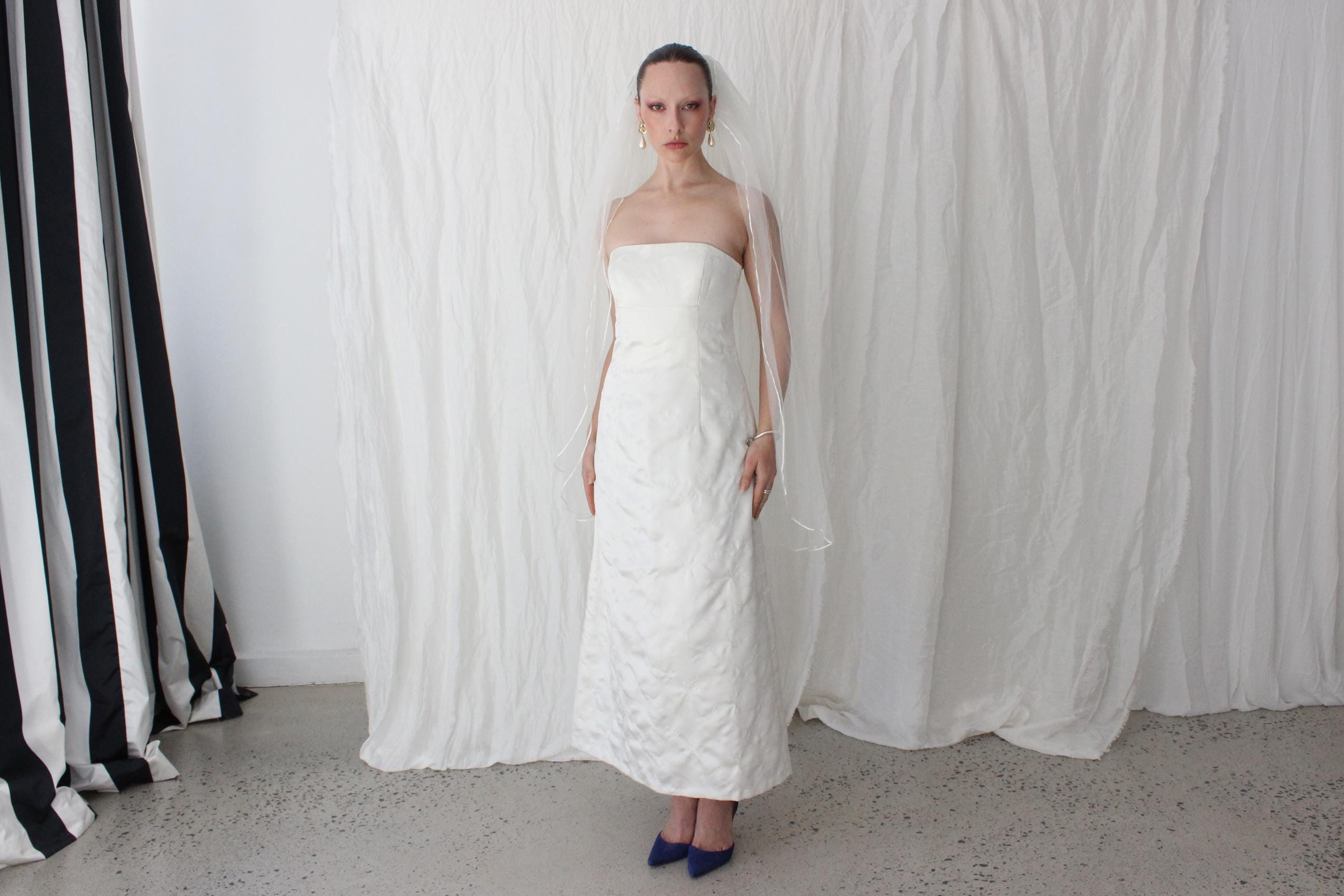 90s Nicole Miller Silk Strapless A-Line Dress