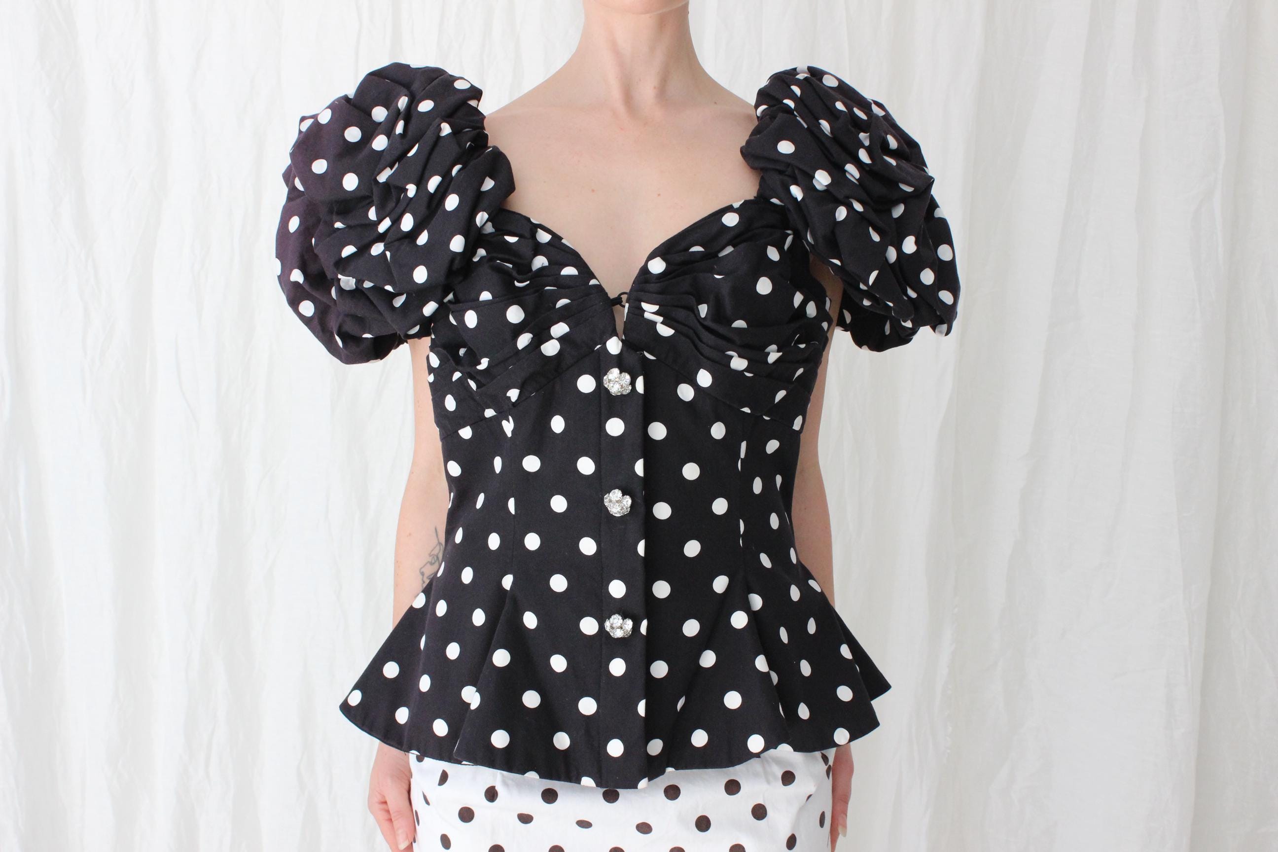 80s Lillie Rubin Monochromatic Polka Dot Set