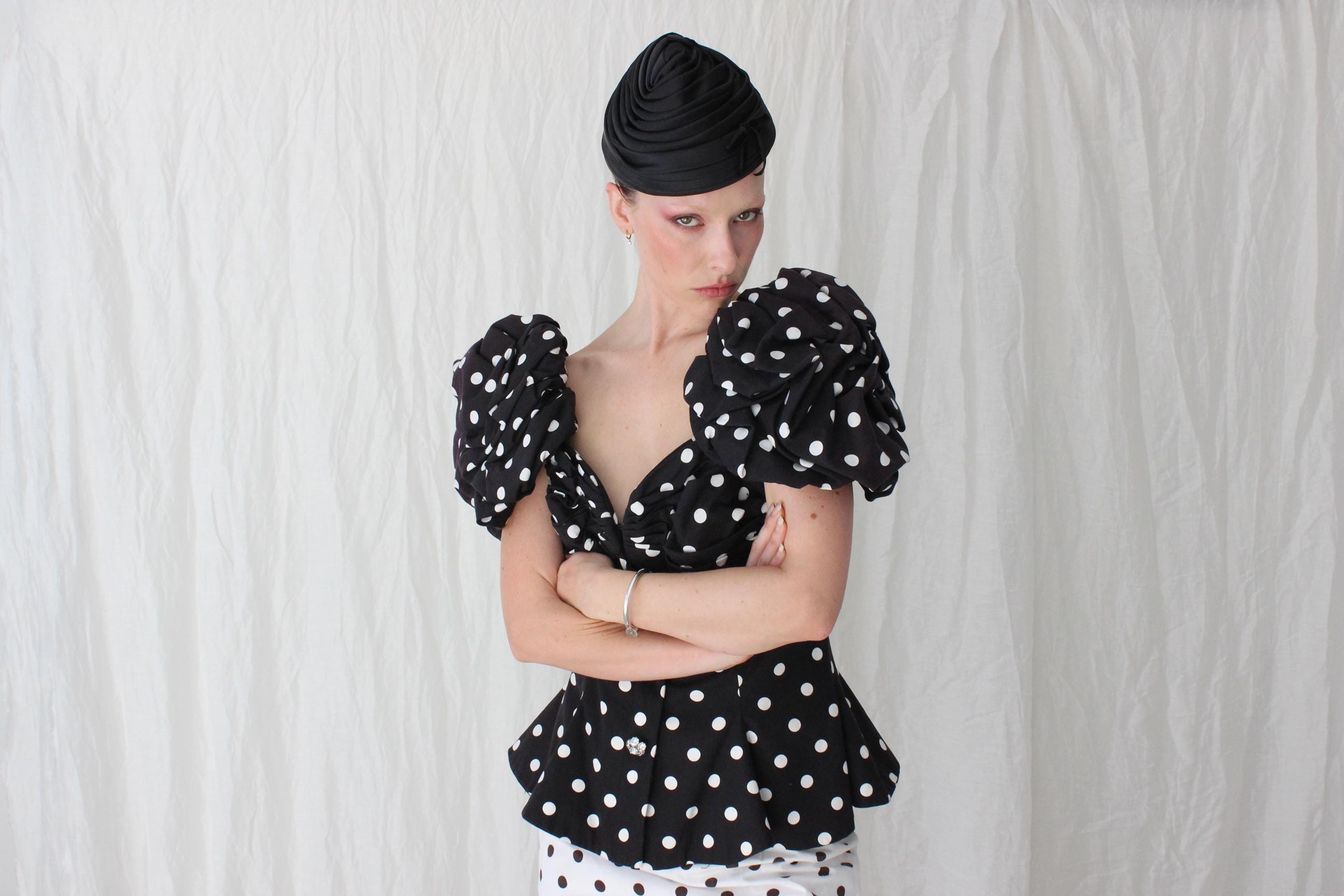 80s Lillie Rubin Monochromatic Polka Dot Set