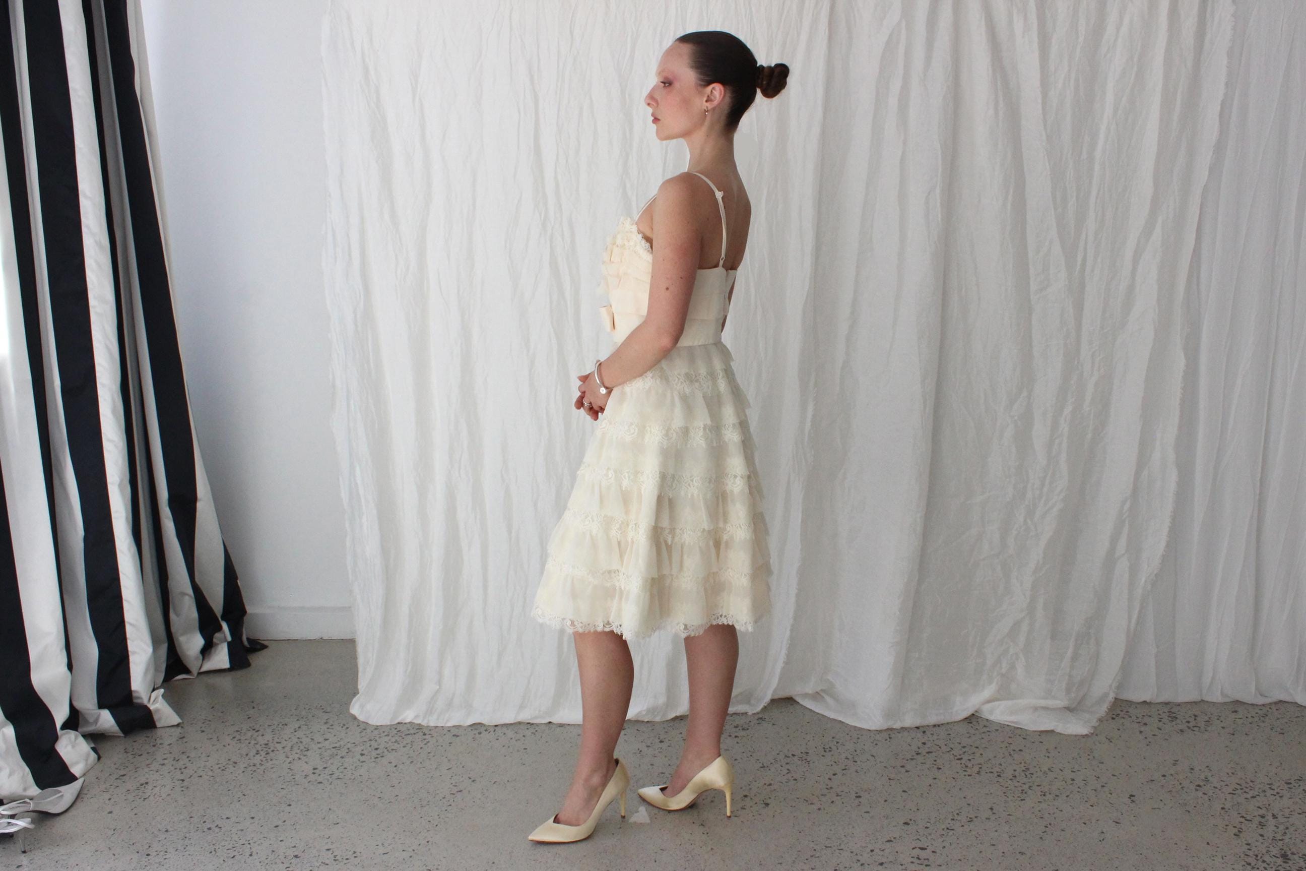 2000s Alannah Hill Tiered Lace & Organza Bridal Mini