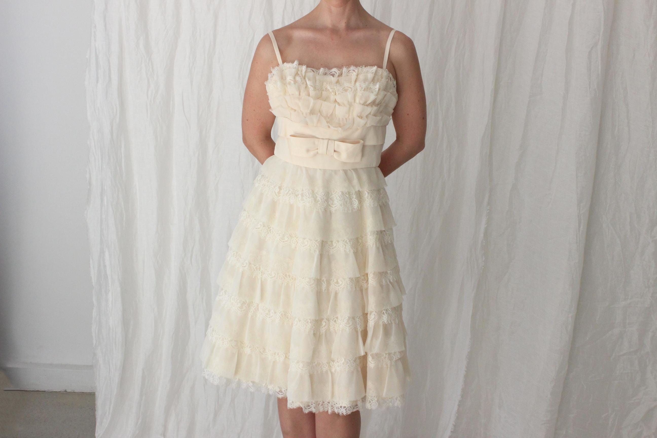 2000s Alannah Hill Tiered Lace & Organza Bridal Mini
