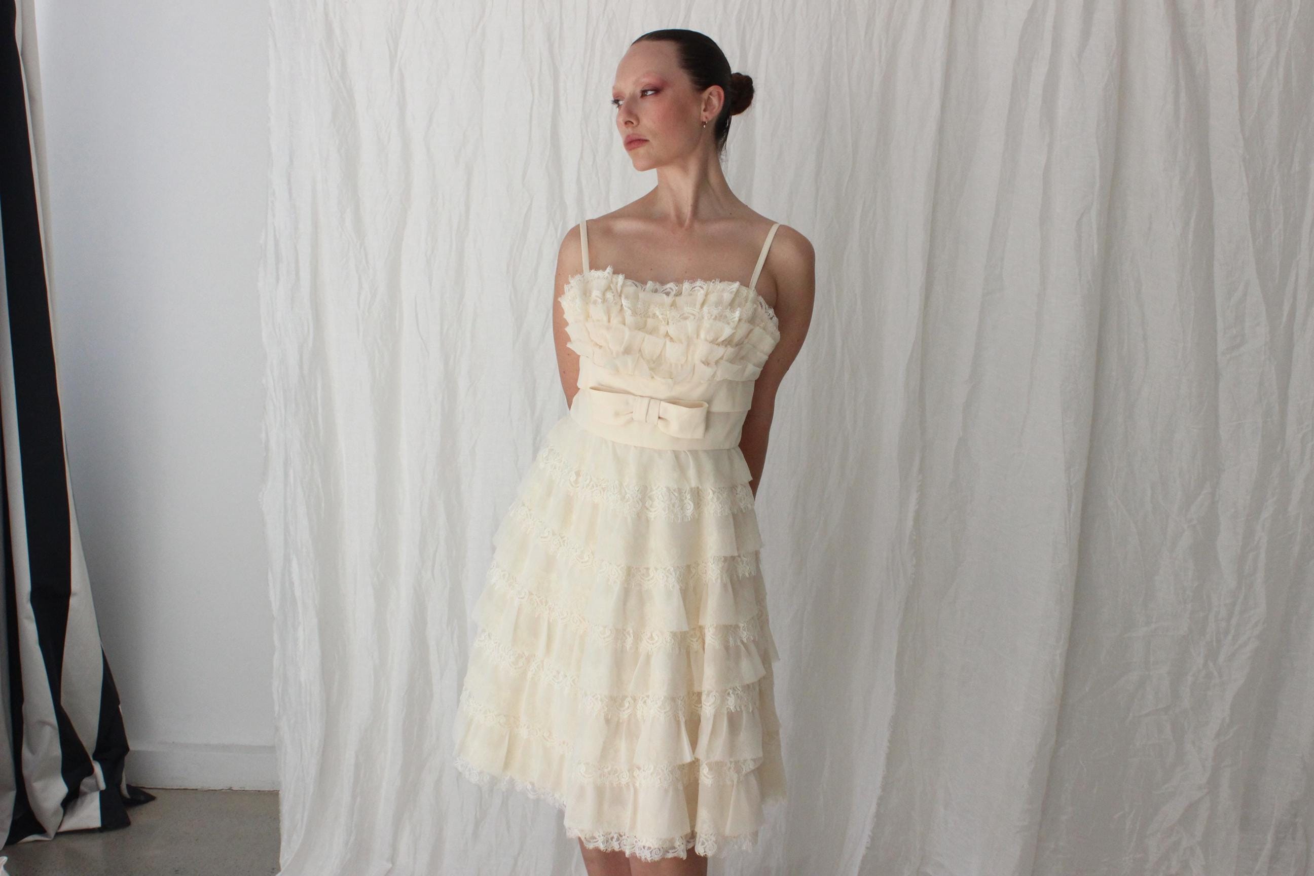 2000s Alannah Hill Tiered Lace & Organza Bridal Mini