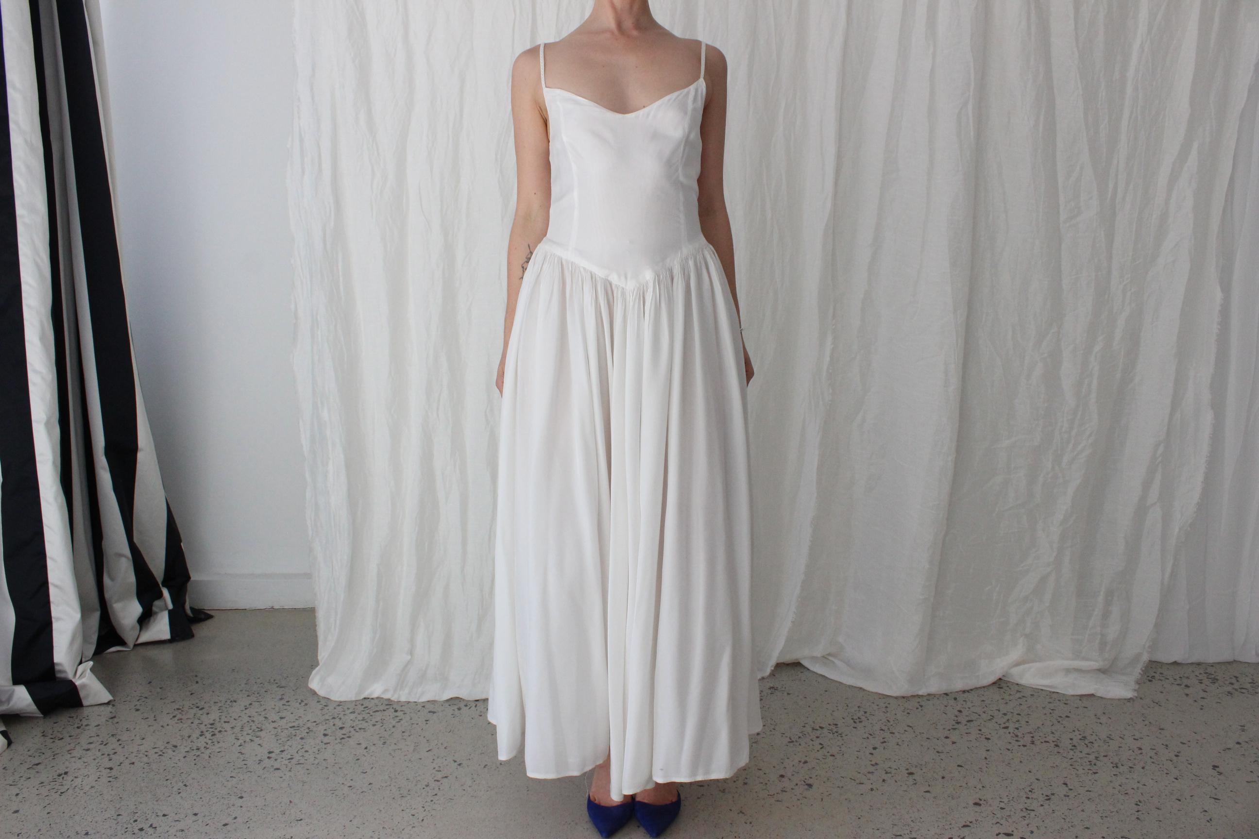 80s Ballerina Cut Basque Waist Wedding Dress