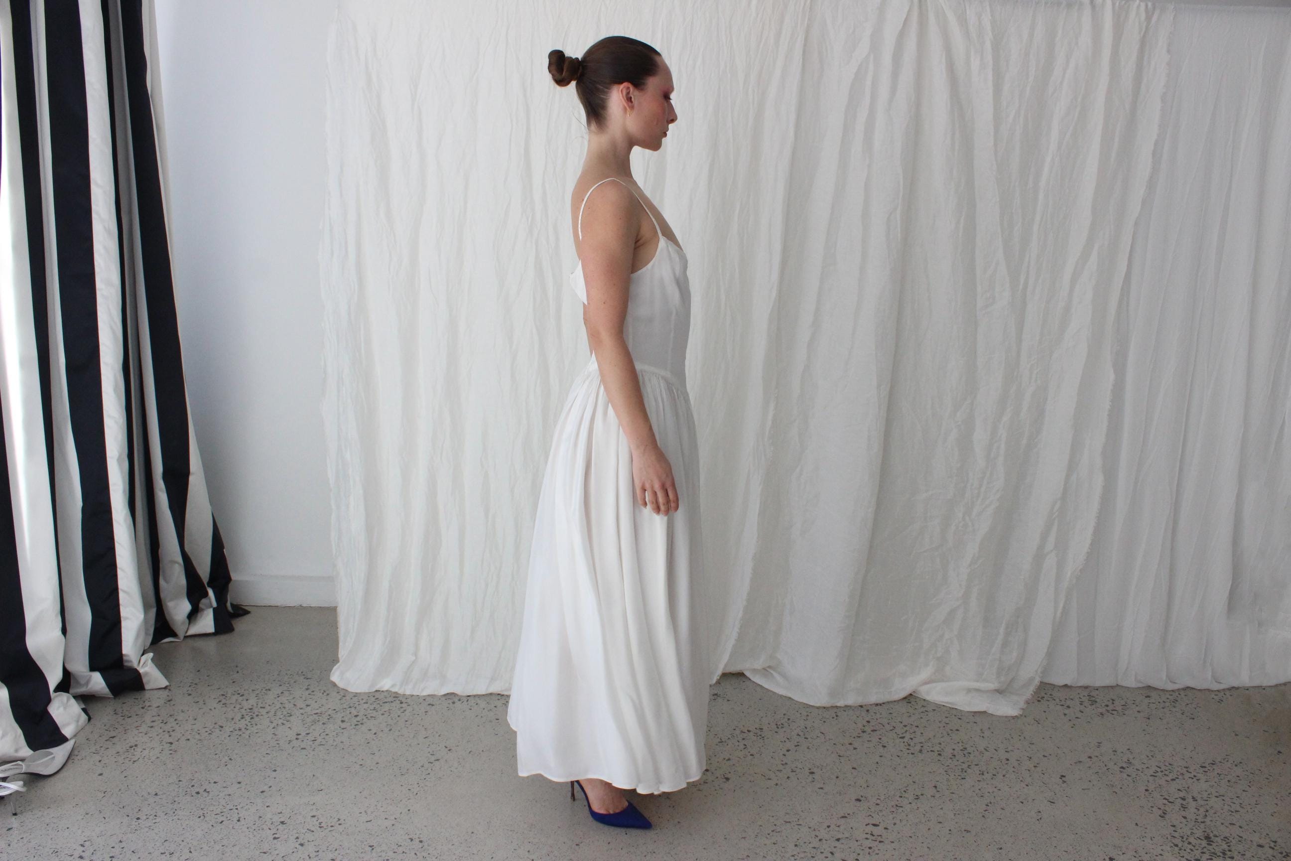 80s Ballerina Cut Basque Waist Wedding Dress