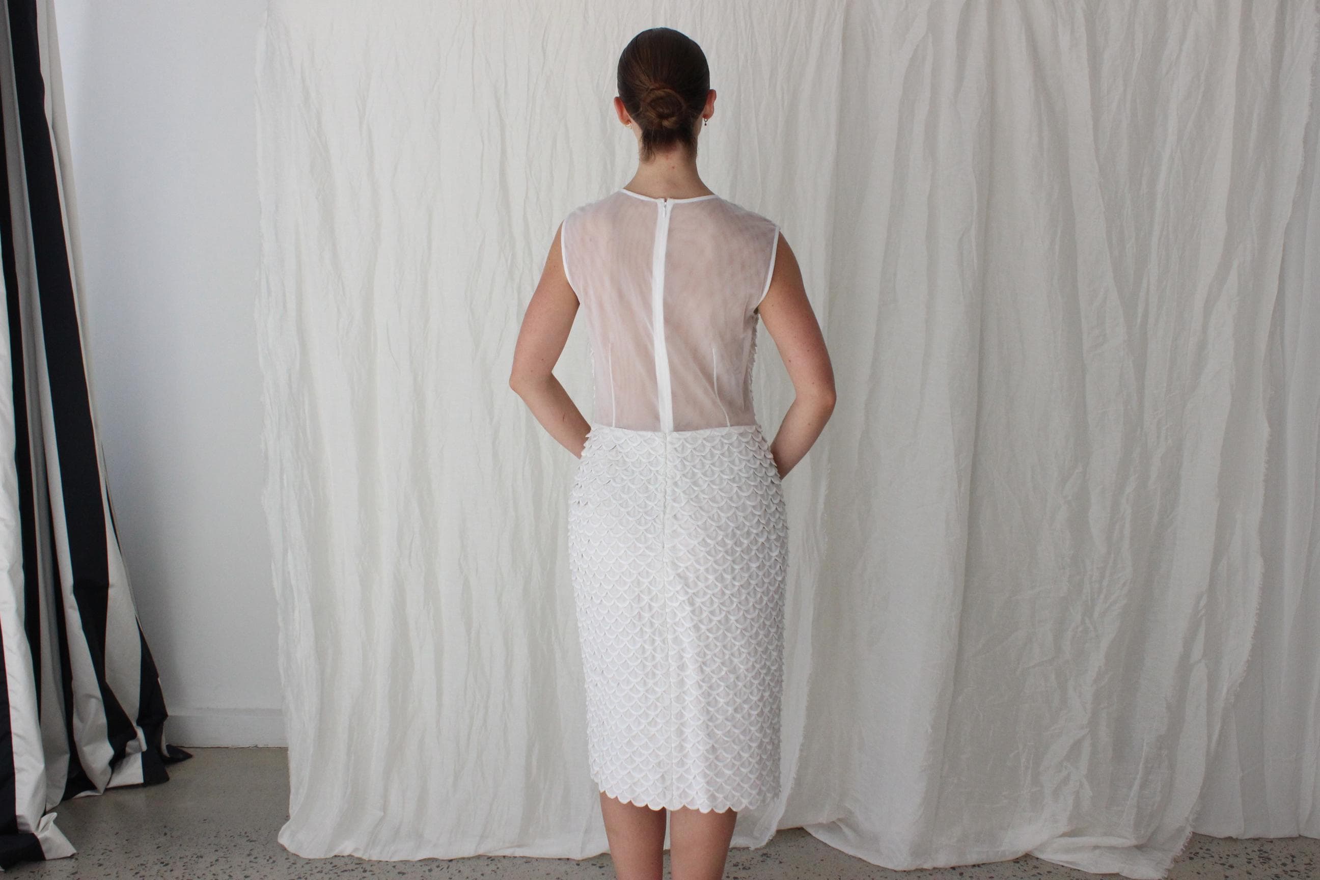 2000s Stella McCartney White Textural Fish Scale Dress