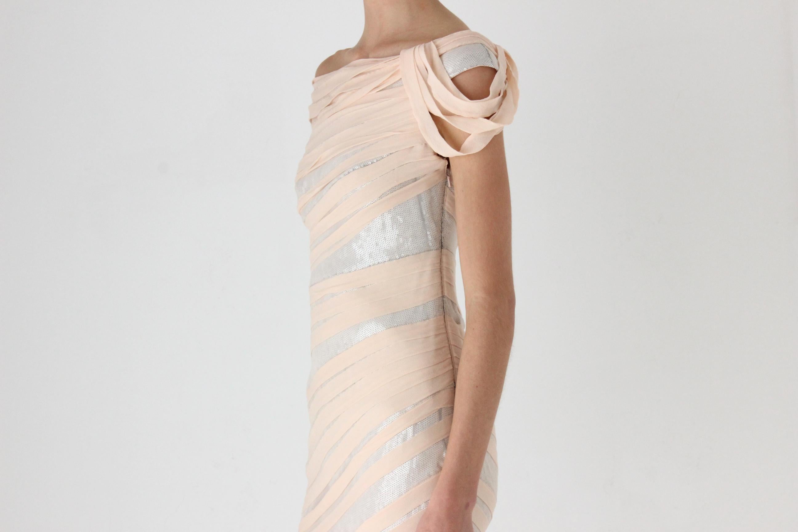 Sexy Y2K Tadashi Silk & Sequin 'Wrapped' Bandage Mini