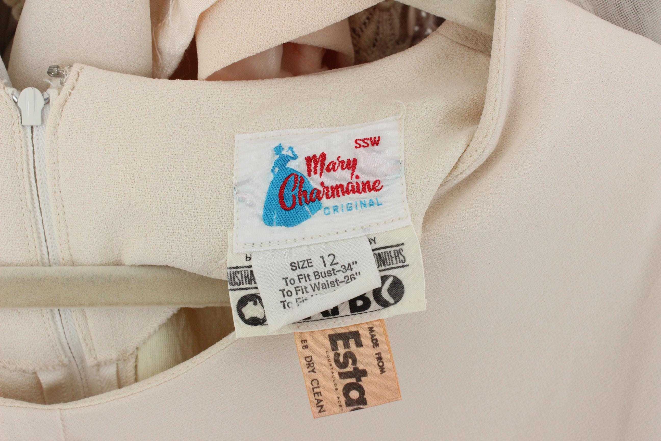 60s Cream Crepe Ruffle Sleeve Mini Wedding Dress