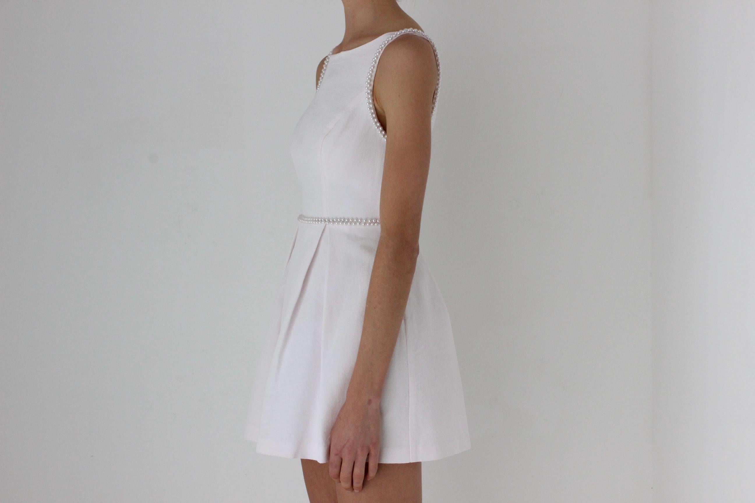 Y2K Petite Bateau Neck Puffball Mini w/ Pearls