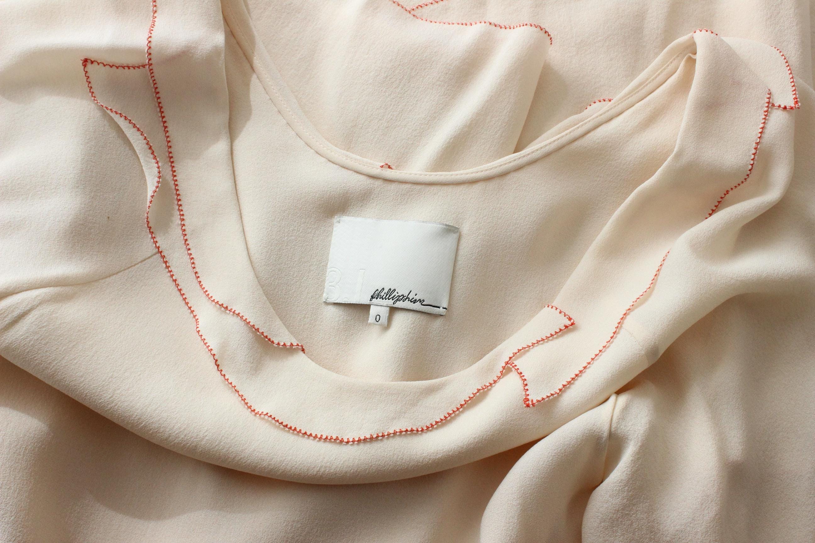 3.1 Phillip Lim Relaxed Silk Mini Dress w/ Red Stitching