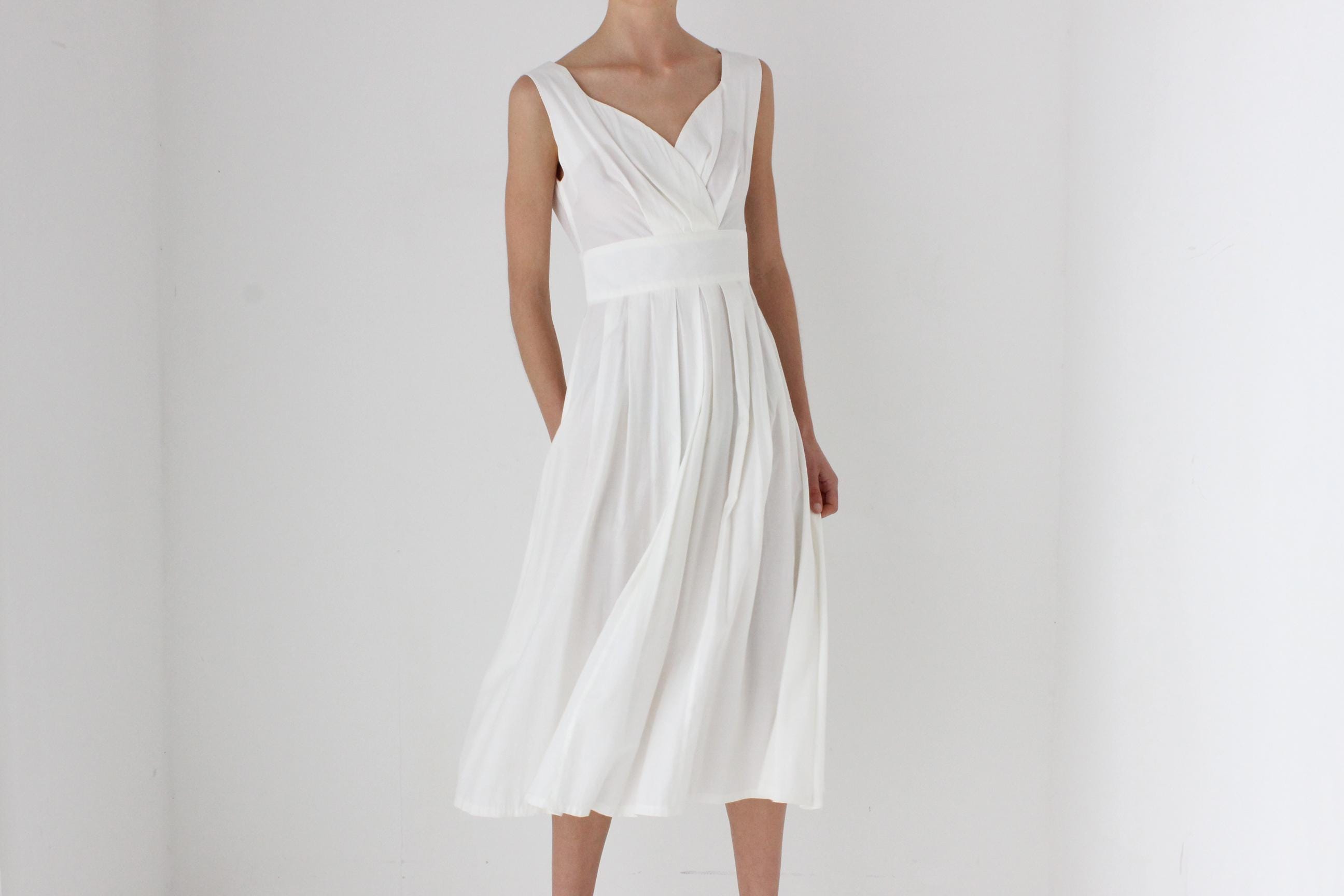 90s Does 50s Circle Skirt Bridal Picnic Dress