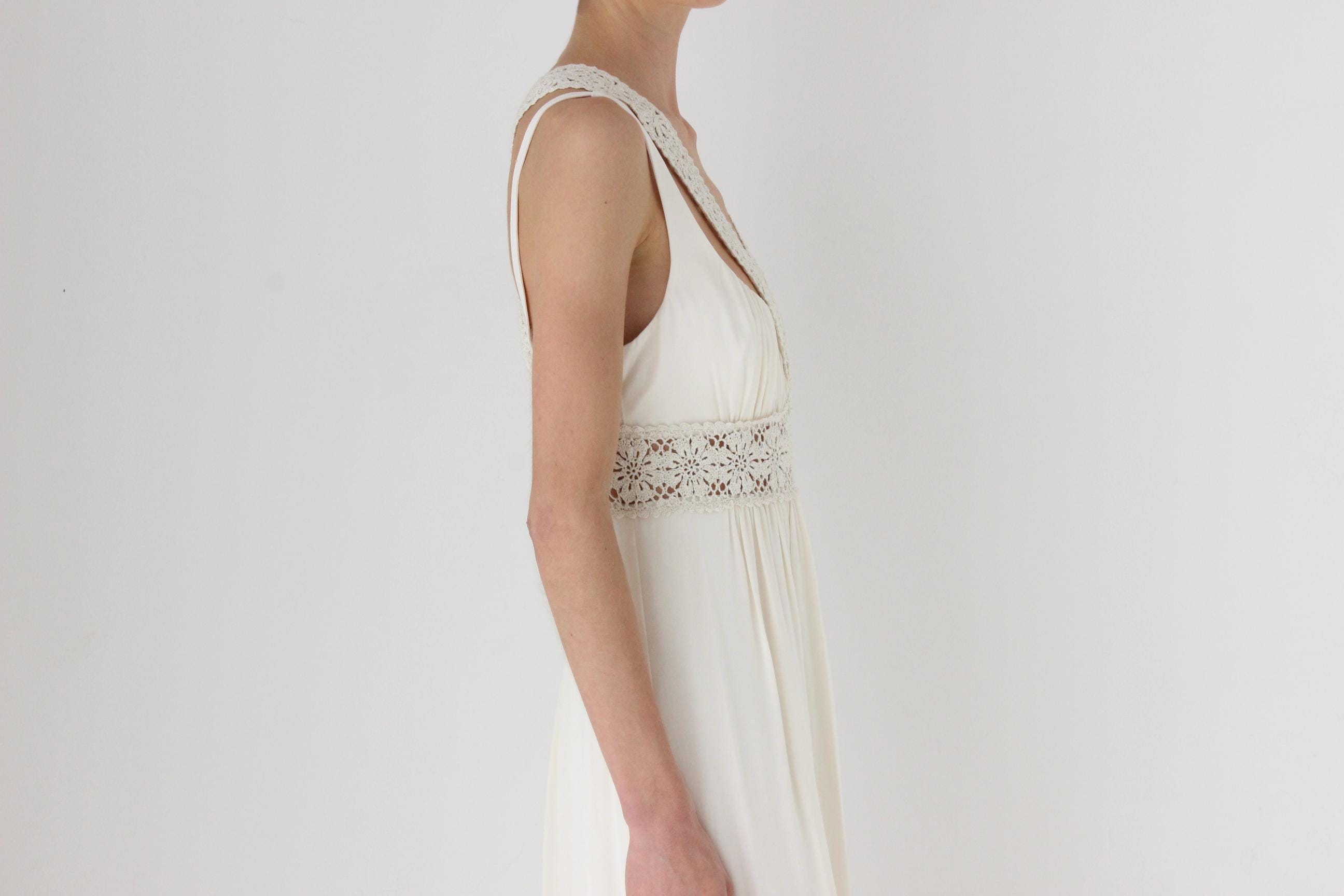 Y2K Nicole Miller Silk & Macrame Trim Dress