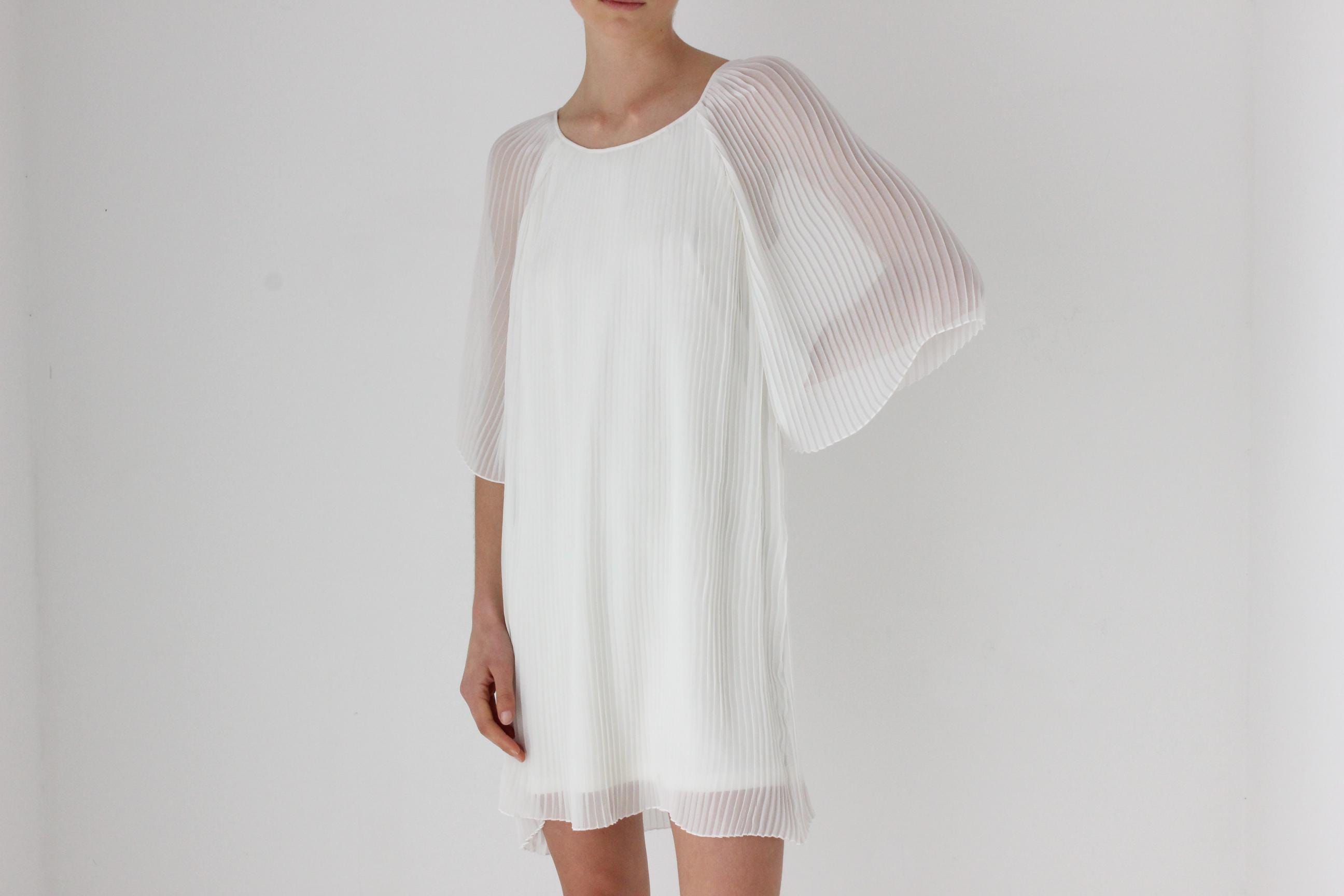 2000s Nicola Finetti Sheer Pleated Mini Dress