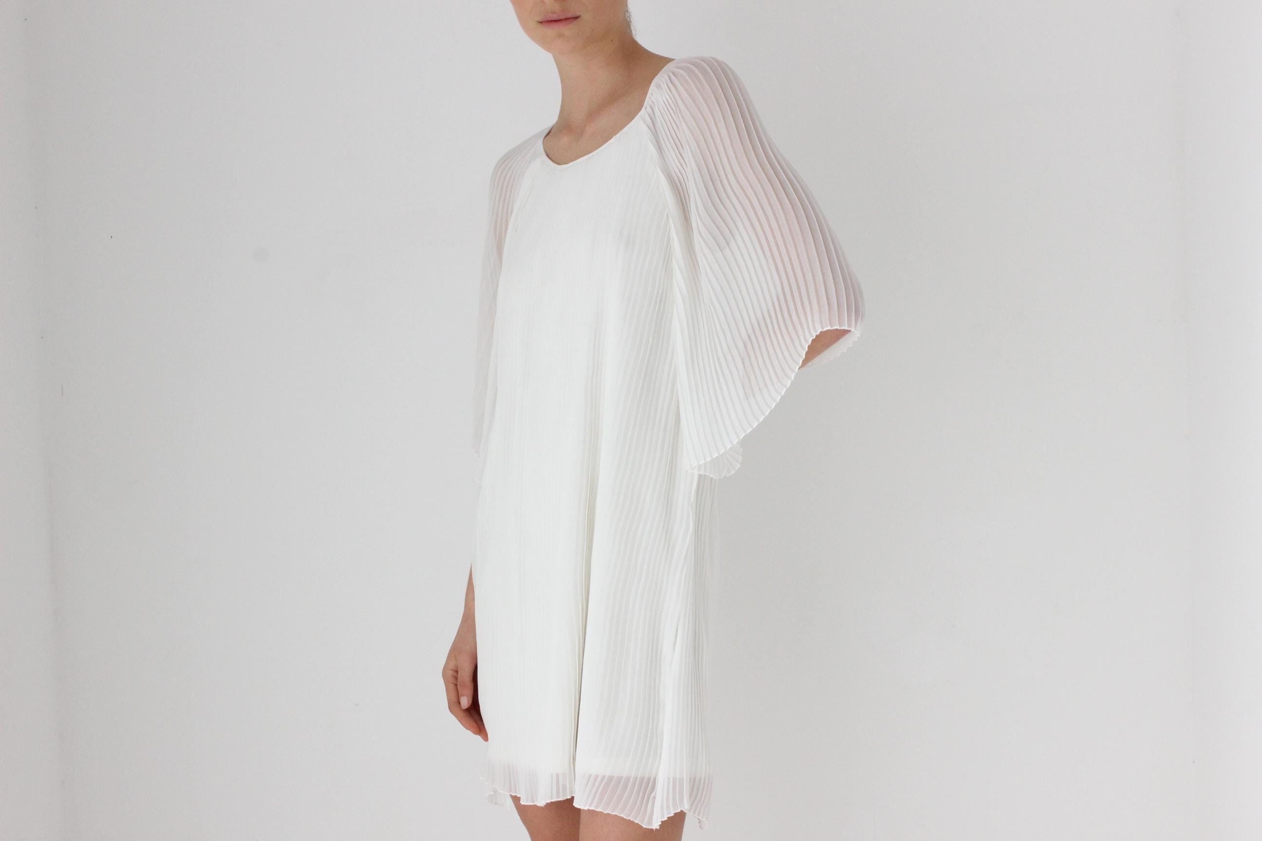 2000s Nicola Finetti Sheer Pleated Mini Dress