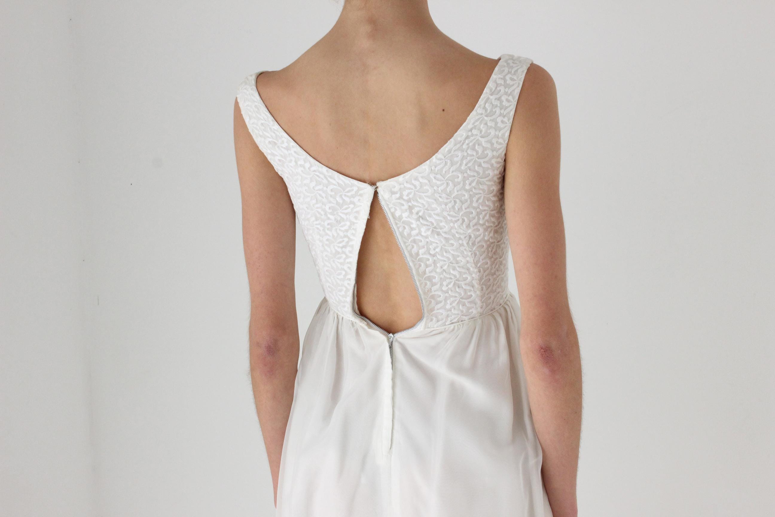 Dreamy 60s Empire Waist Wedding Dress w/ Bow