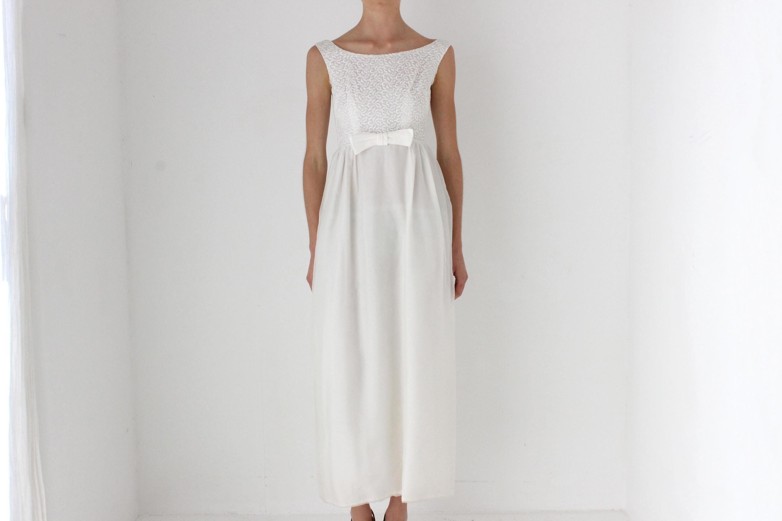 Dreamy 60s Empire Waist Wedding Dress w/ Bow