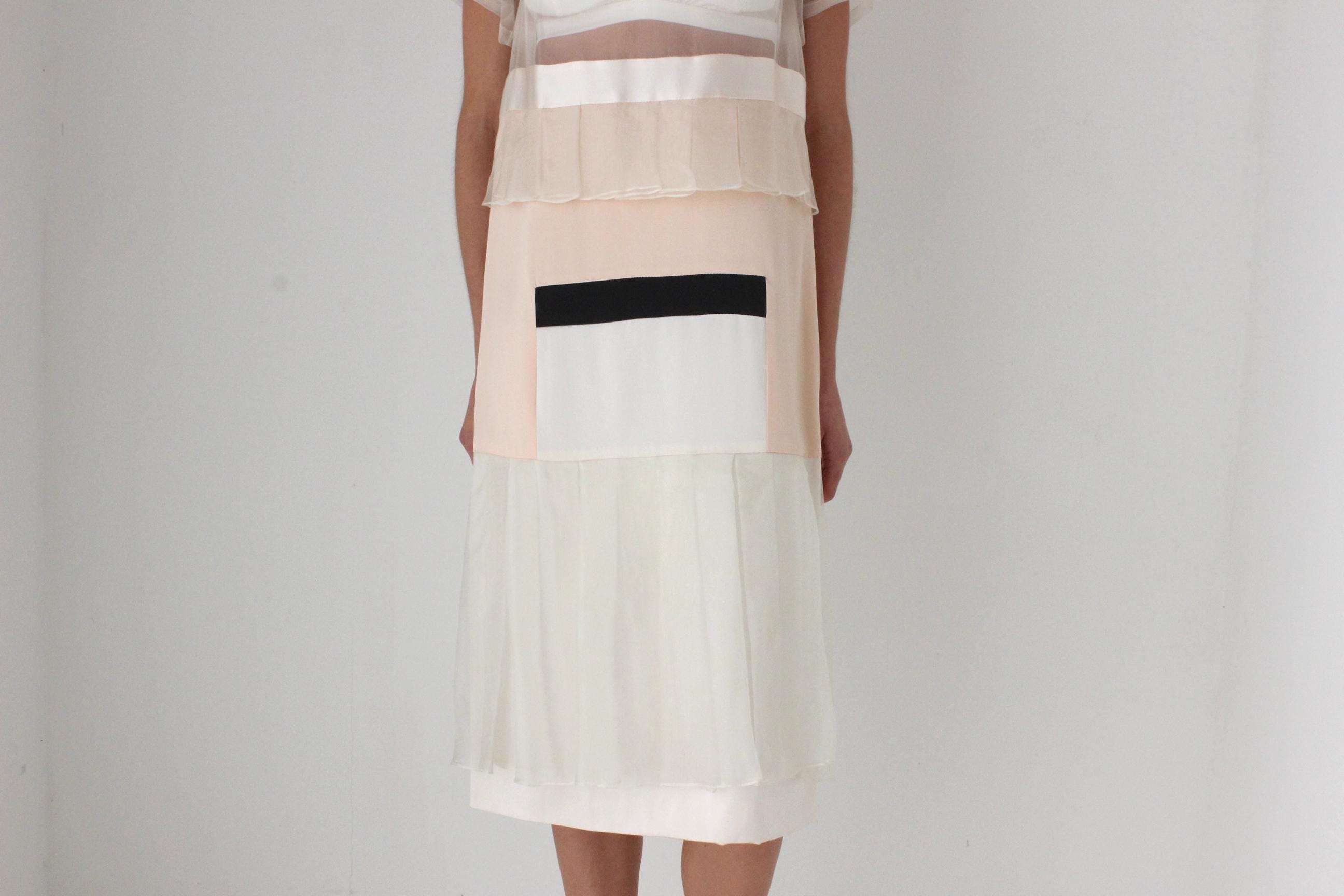 2014 Karla Spetic Silk & Mesh Abstract Dress