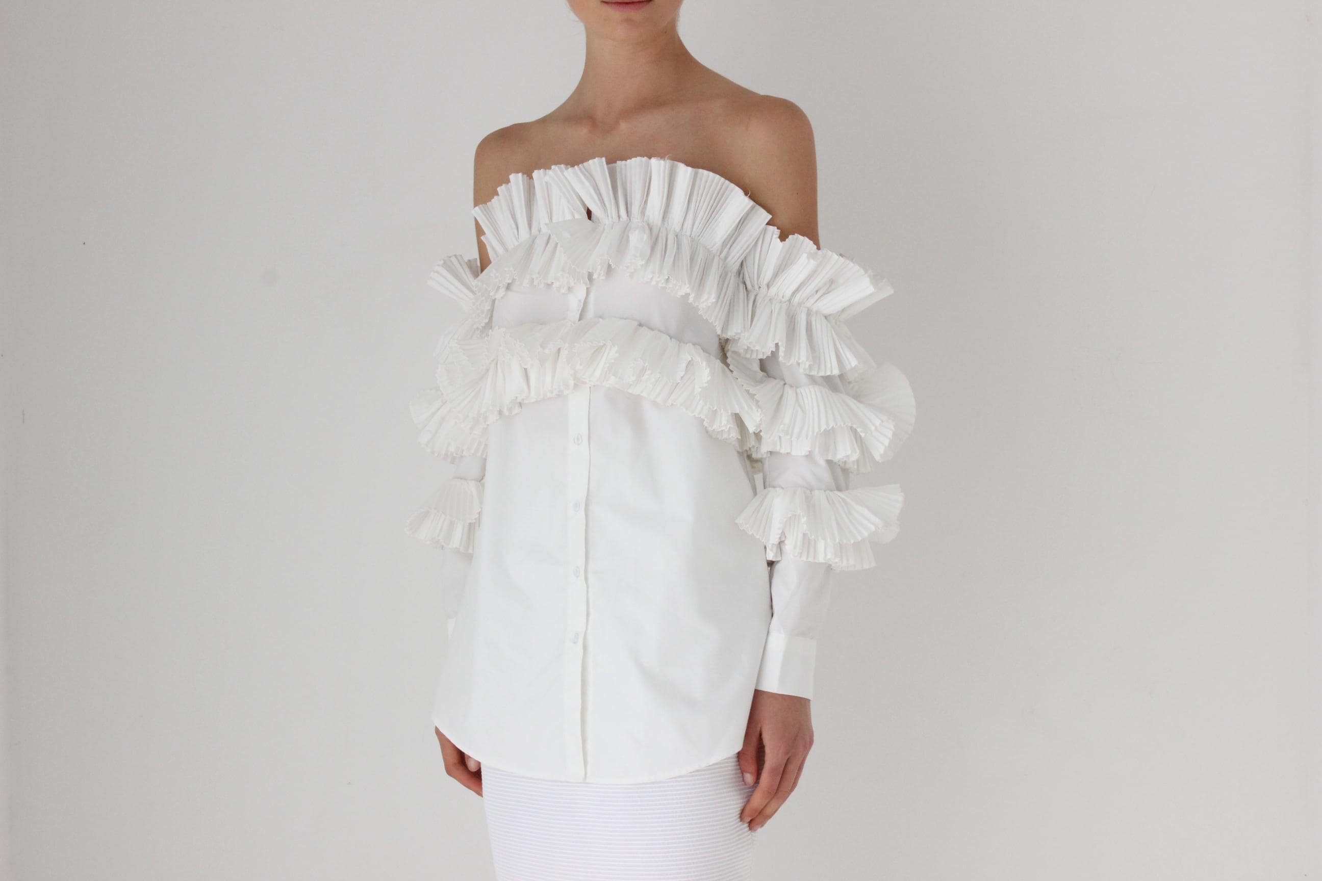Contemporary Sculptural Pleated Shirt
