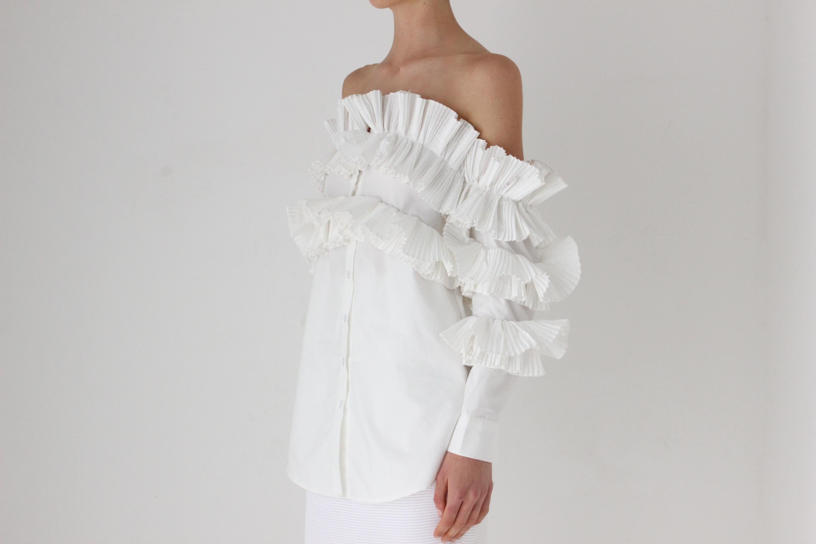 Contemporary Sculptural Pleated Shirt