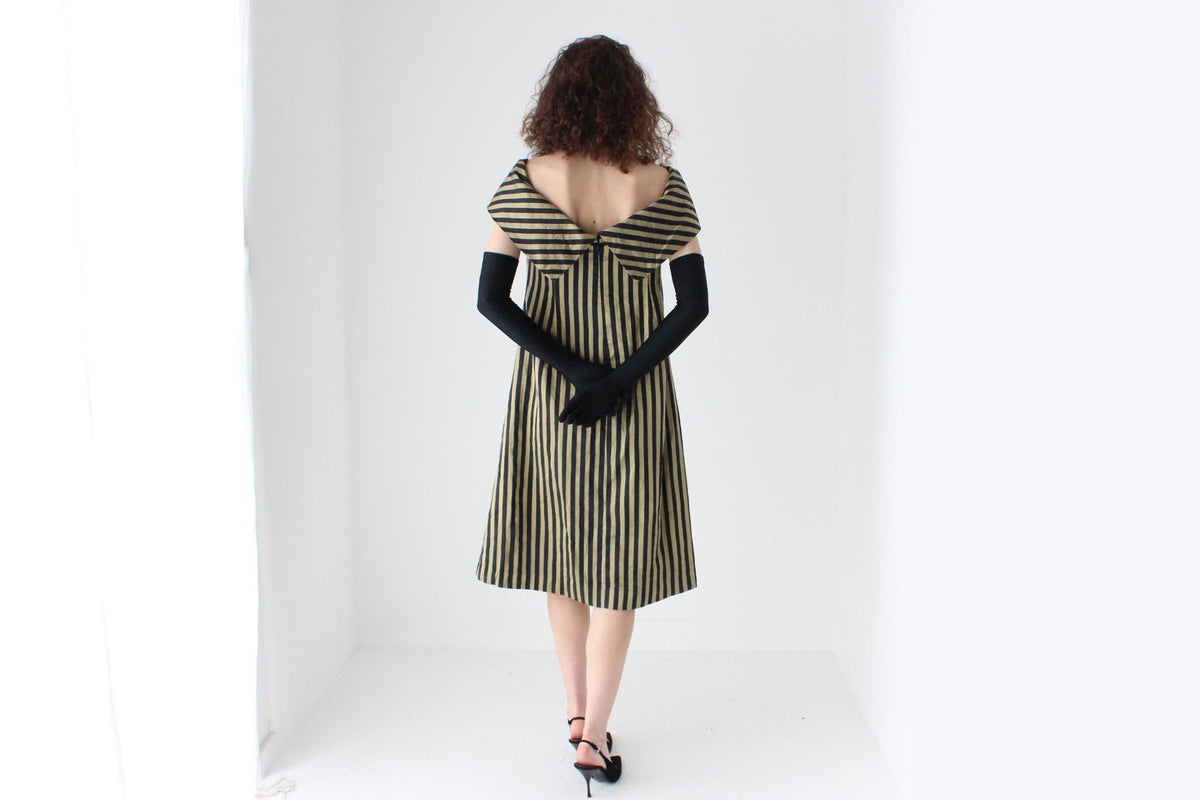Unusual 80s Handmade Silk Striped Opera Dress
