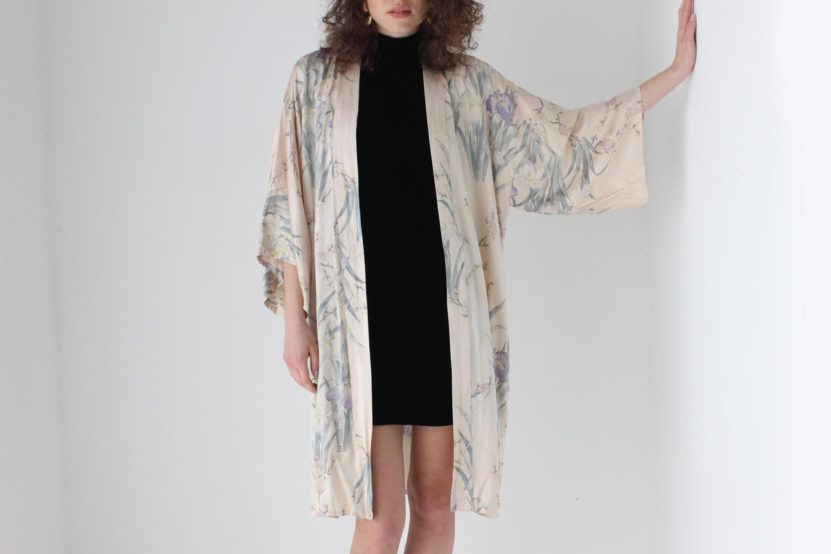 90s Pure Silk Pastel Blossom Kimono Robe