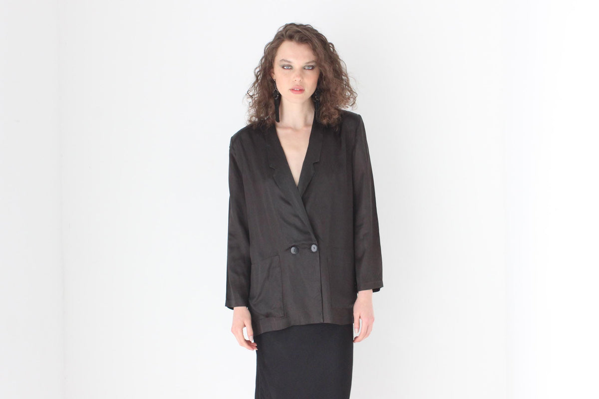 80s - Le Smoking - Silky Acetate Blazer Jacket