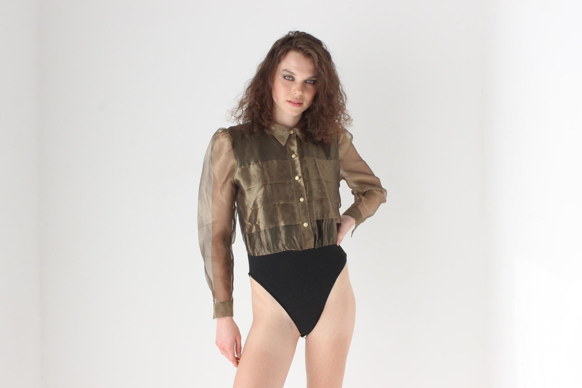 80s Puff Gold Organza Bodysuit by Mr K