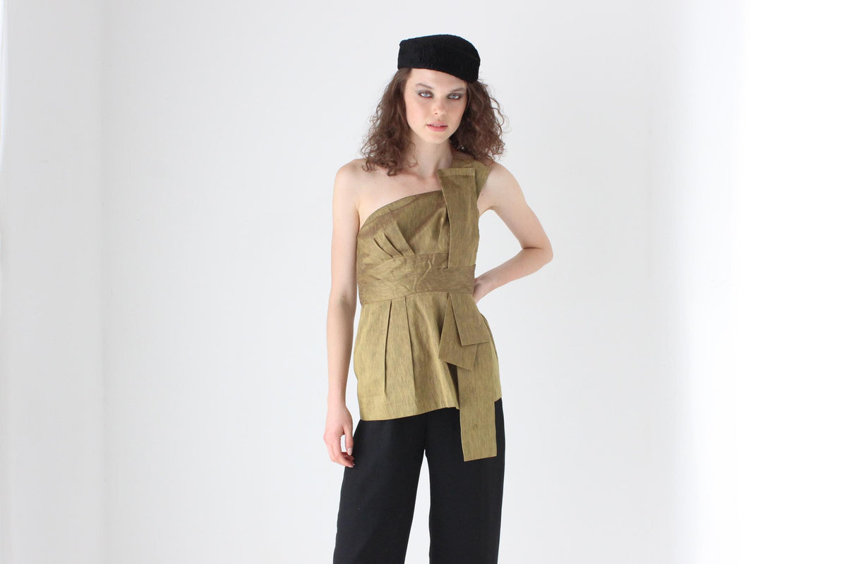 2000s Asymmetric Sculptural One Shoulder Top