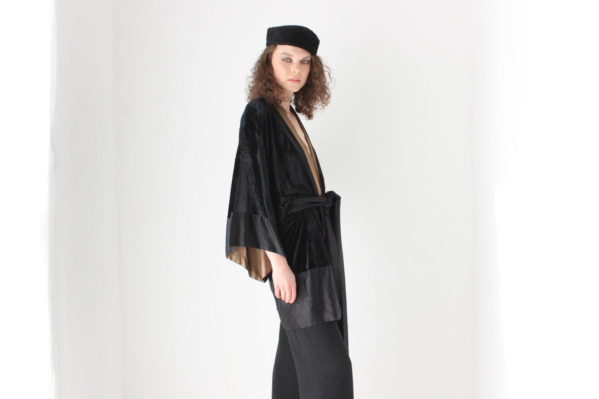2000s Designer Crushed Velvet & Silk Kimono by Kirrily Johnston
