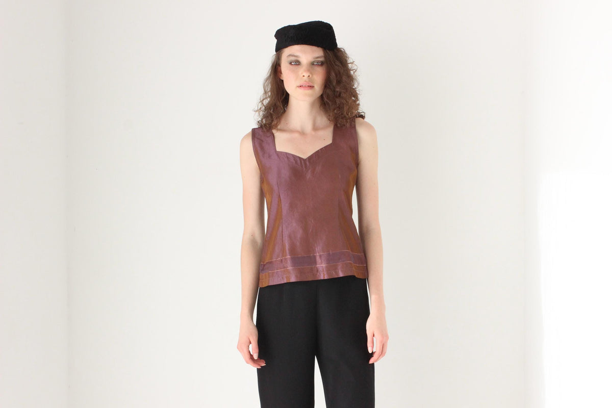 90s Metallic Taffeta Tank Top