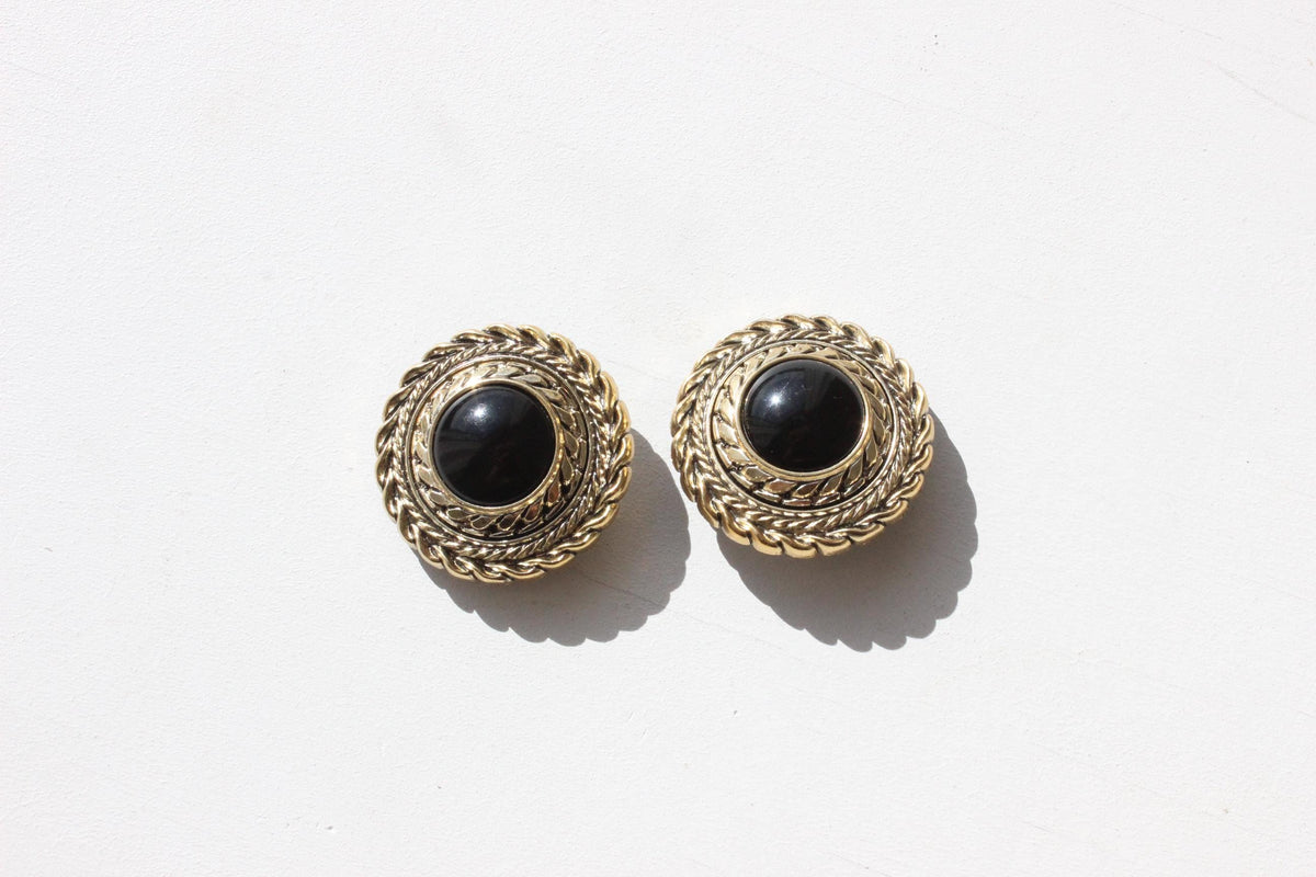 80s Glam Round Gold Tone Clip Ons