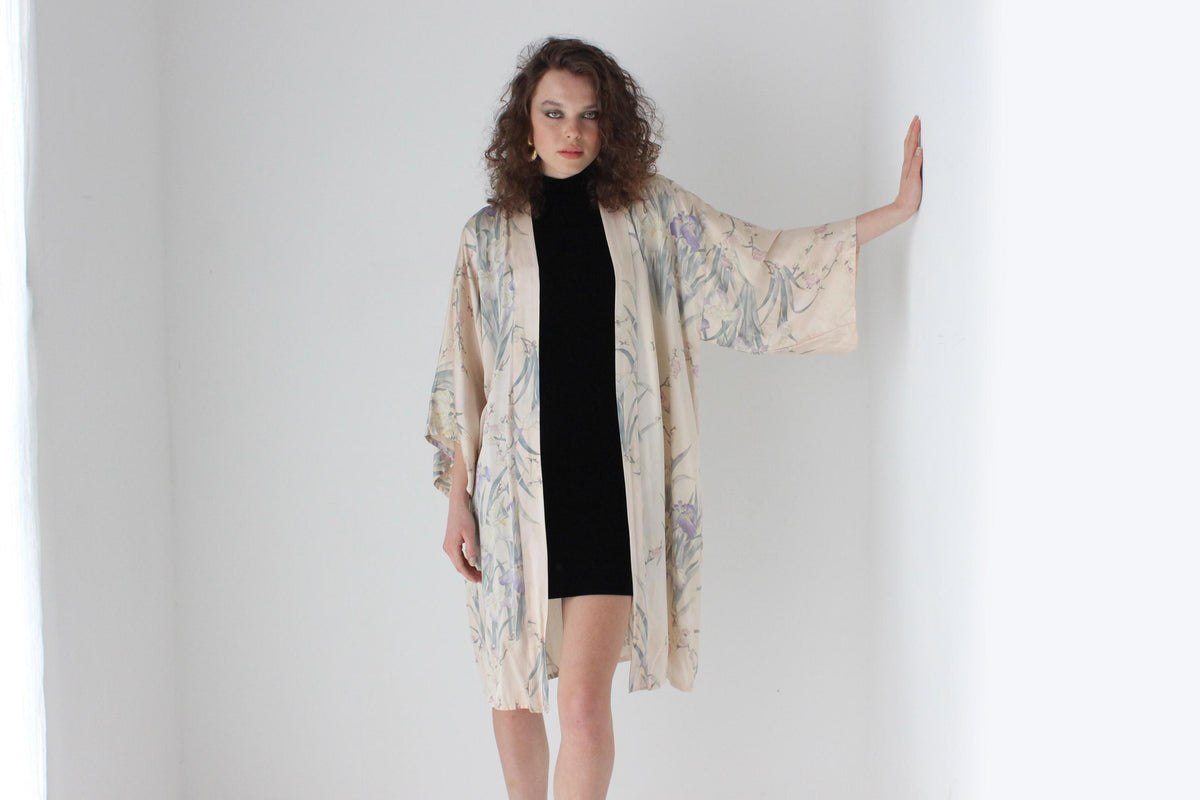 90s Pure Silk Pastel Blossom Kimono Robe