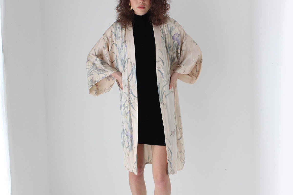 90s Pure Silk Pastel Blossom Kimono Robe