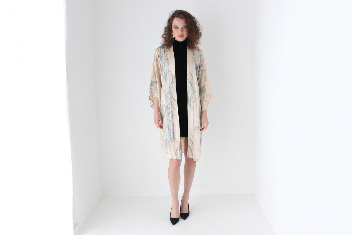 90s Pure Silk Pastel Blossom Kimono Robe