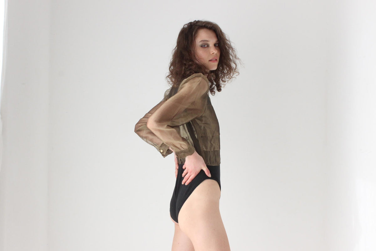 80s Puff Gold Organza Bodysuit by Mr K
