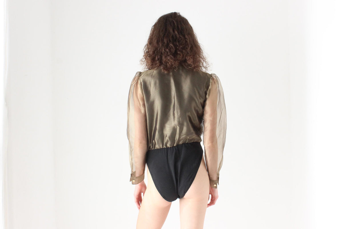80s Puff Gold Organza Bodysuit by Mr K
